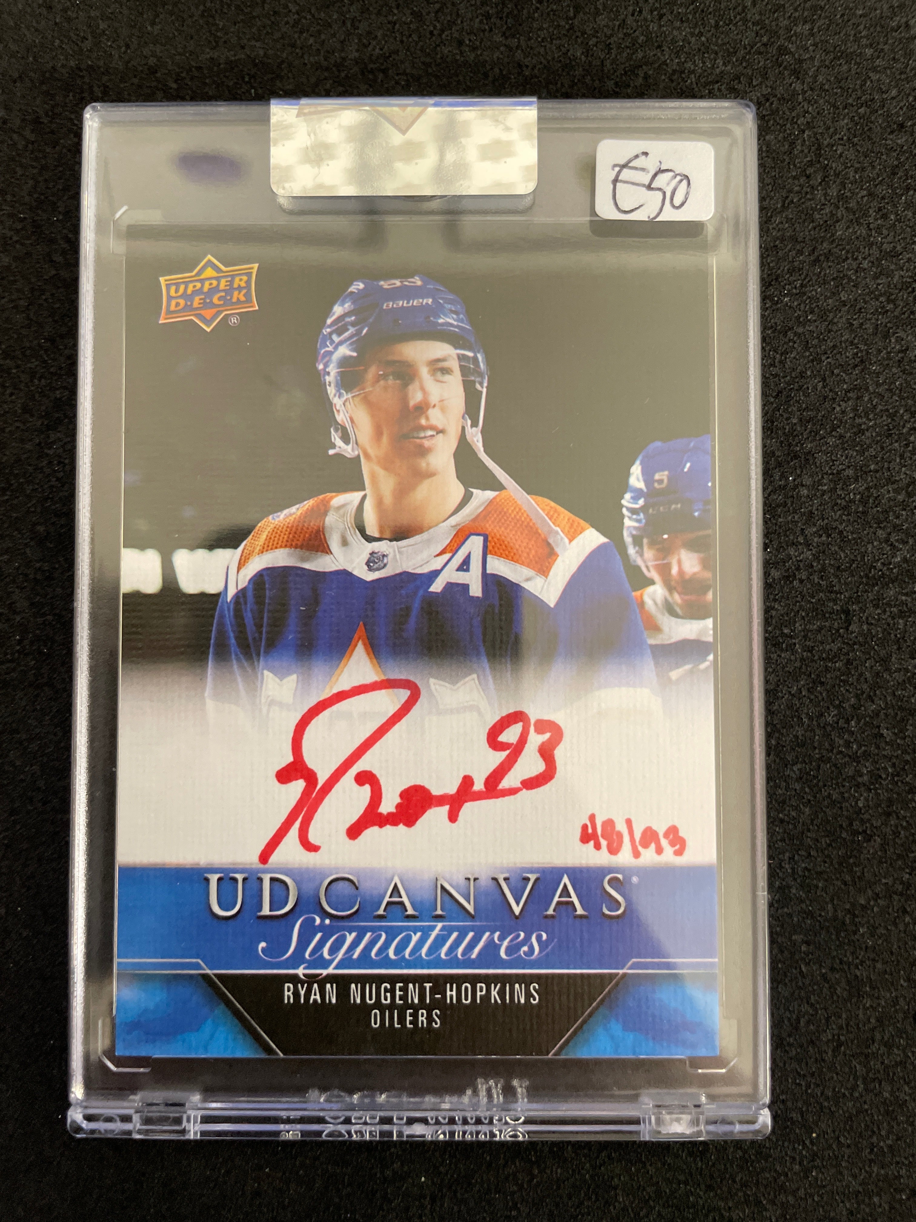 Upper Deck 2023-24 Clear Cut Hockey Ryan Nugent-Hopkins UD Canvas Signature Red Ink