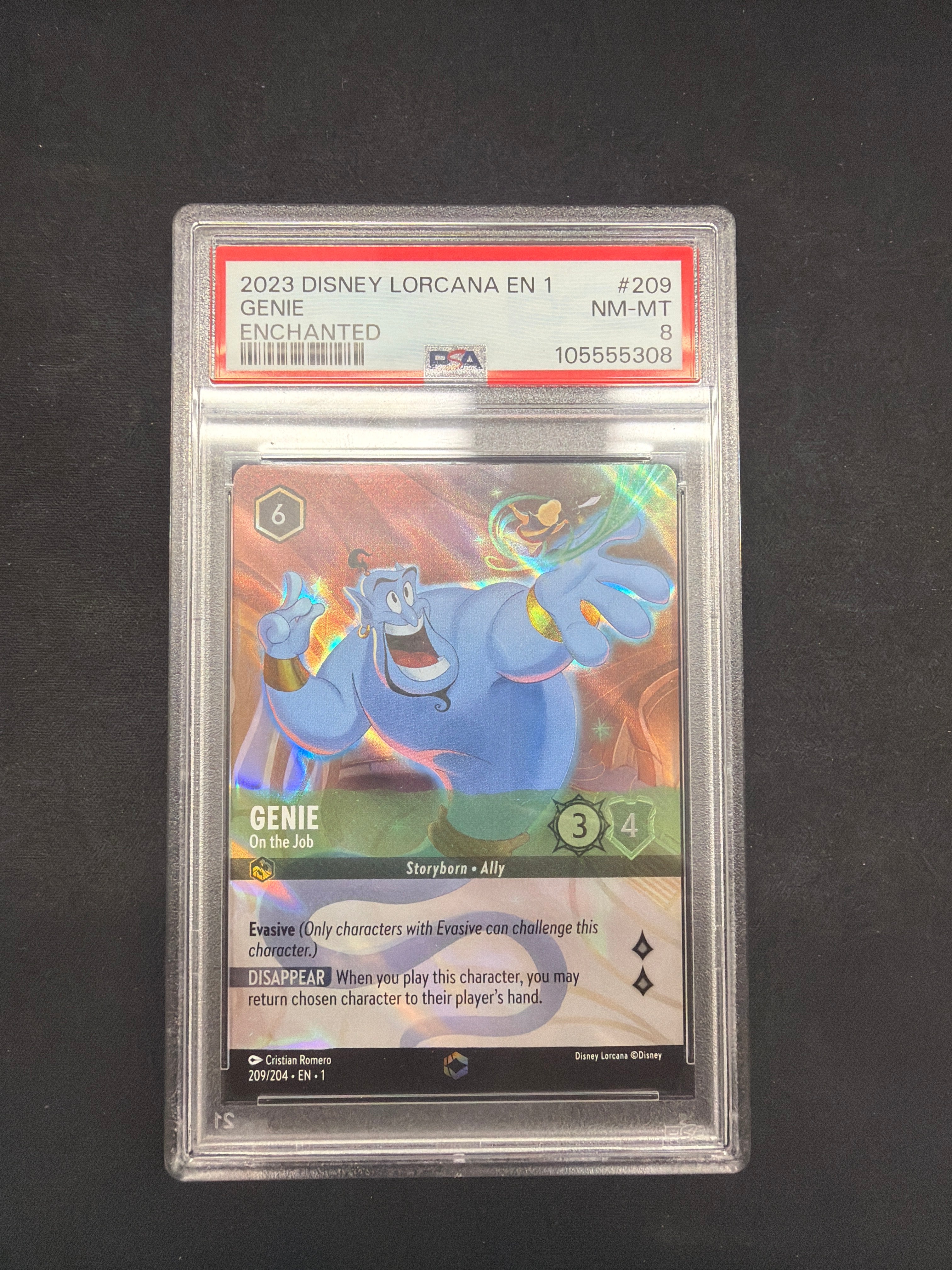 2023 Disney Lorcana En 1 Genie Enchanted PSA NM-MT 8