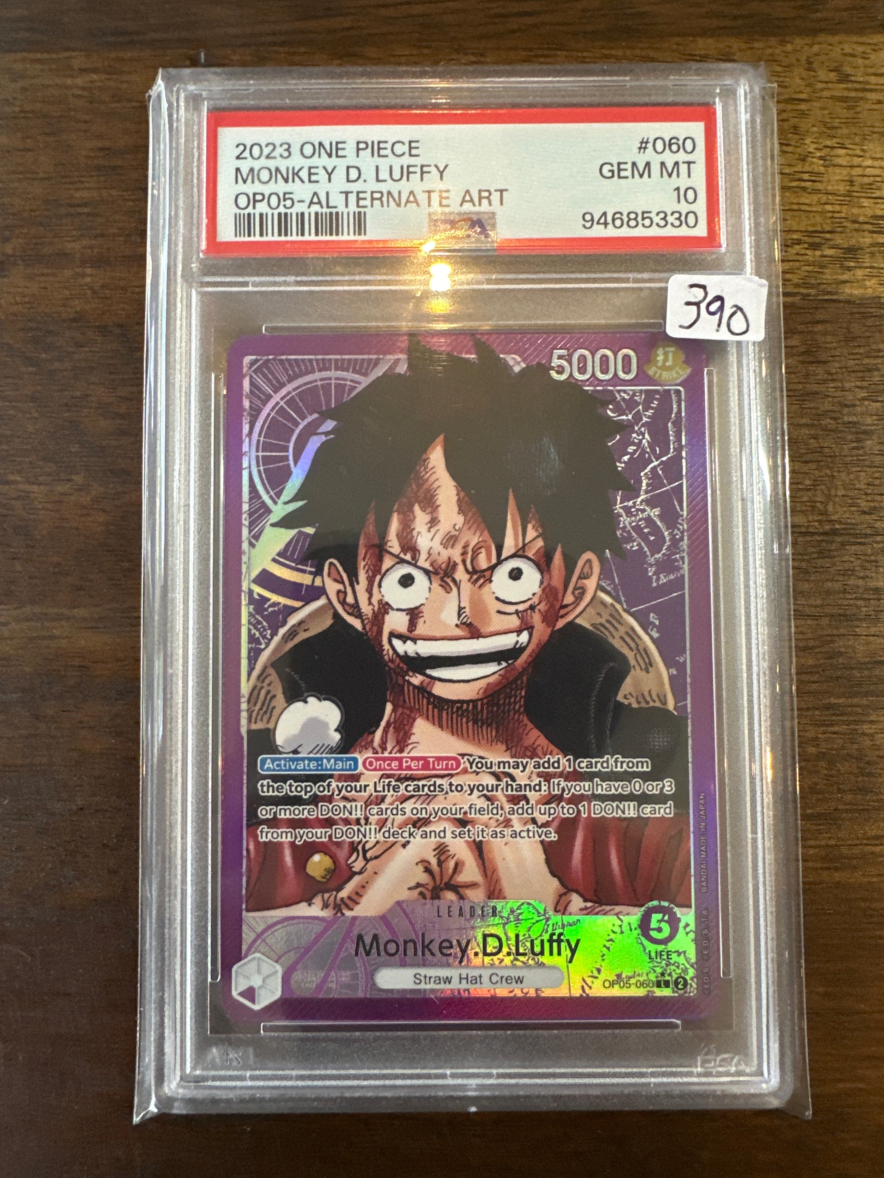 2023 One piece Monkey D. luffy Op05- Alternate Art #060 PSA GEM MT 10
