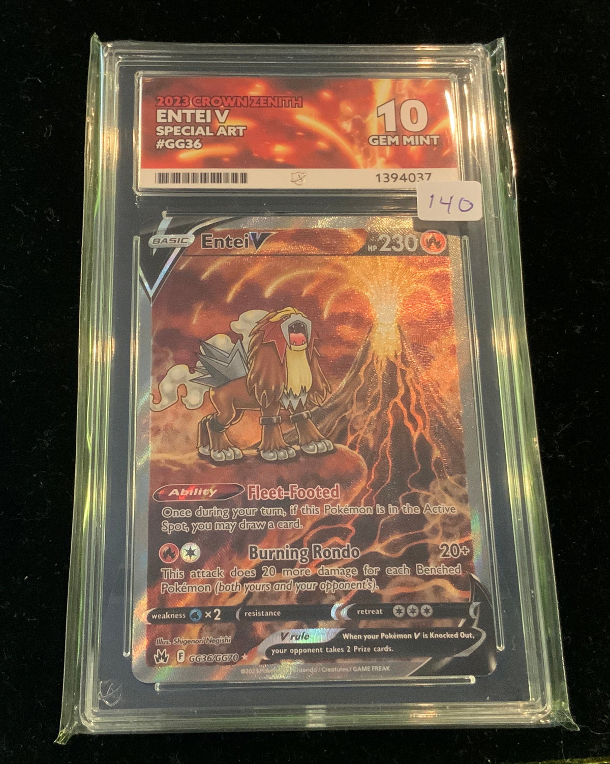 ACE Gem Mint 10 2023 Crown Zenith Entei V Special Art #GG36