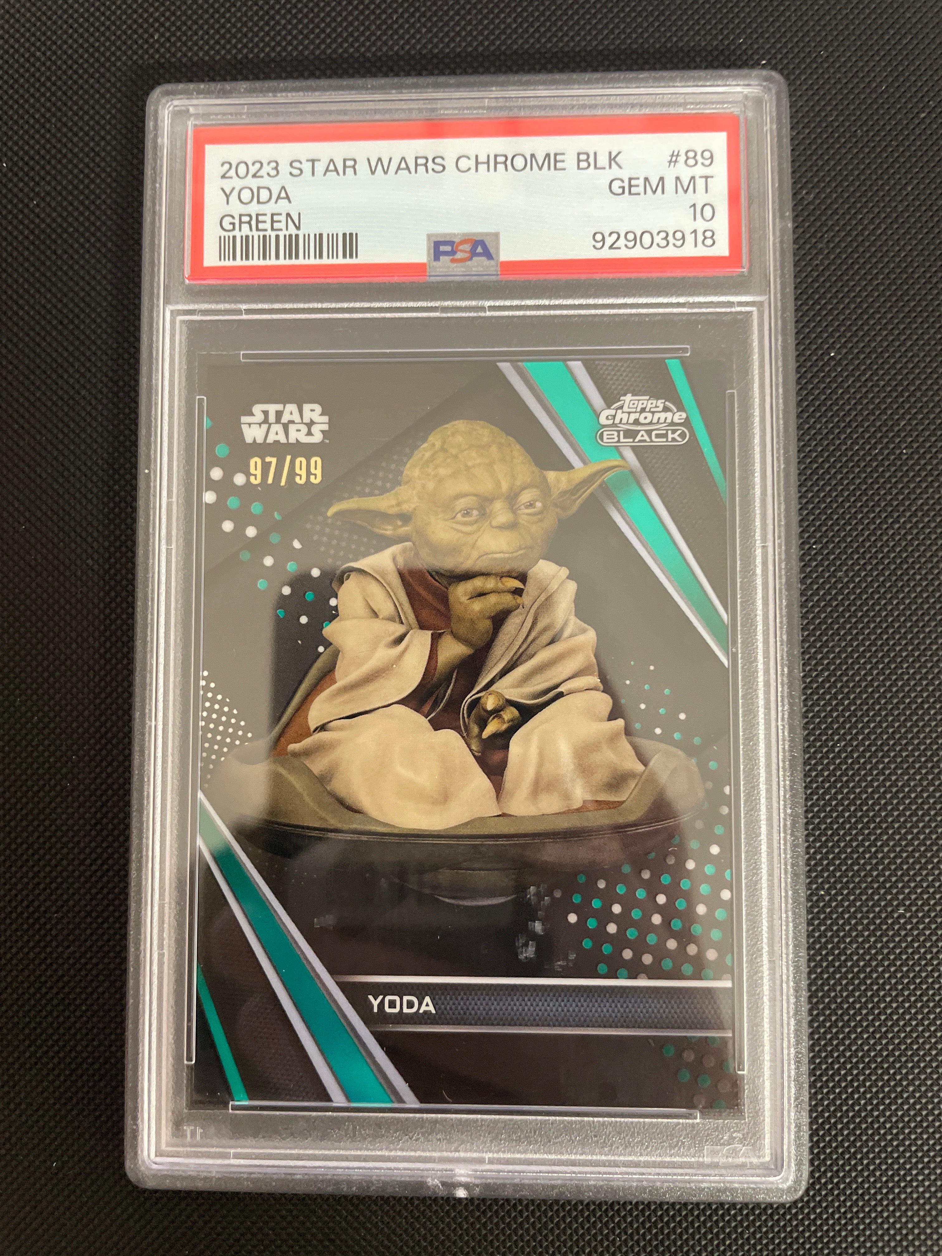 2023 STAR WARS CHROME BLACK YODA GREEN PSA 10