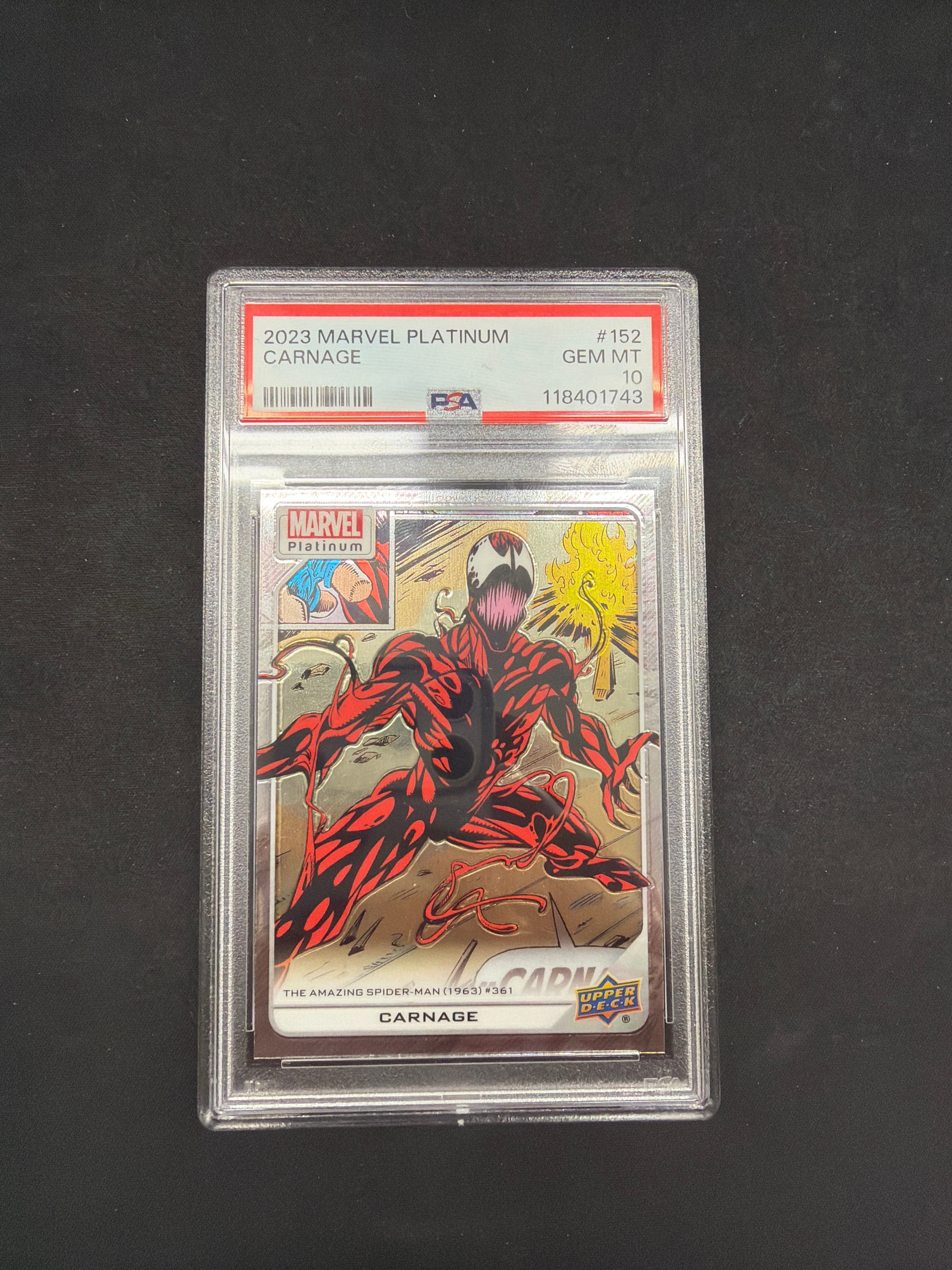 2023 Marvel Platinum Carnage PSA Gem MT 10