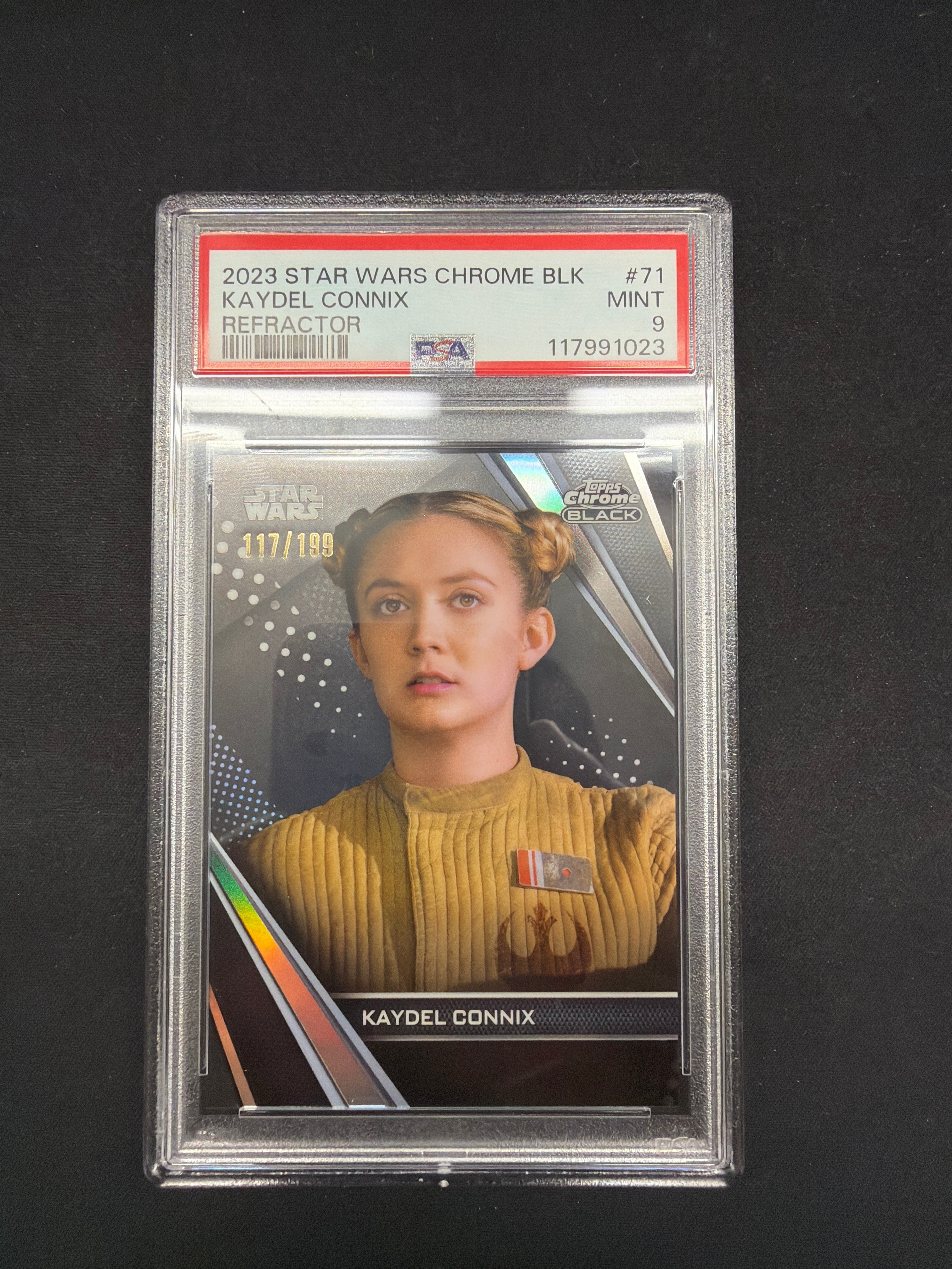 2023 Star Wars Chrome BLK Kaydel Connix Refractor PSA MINT 9 /199