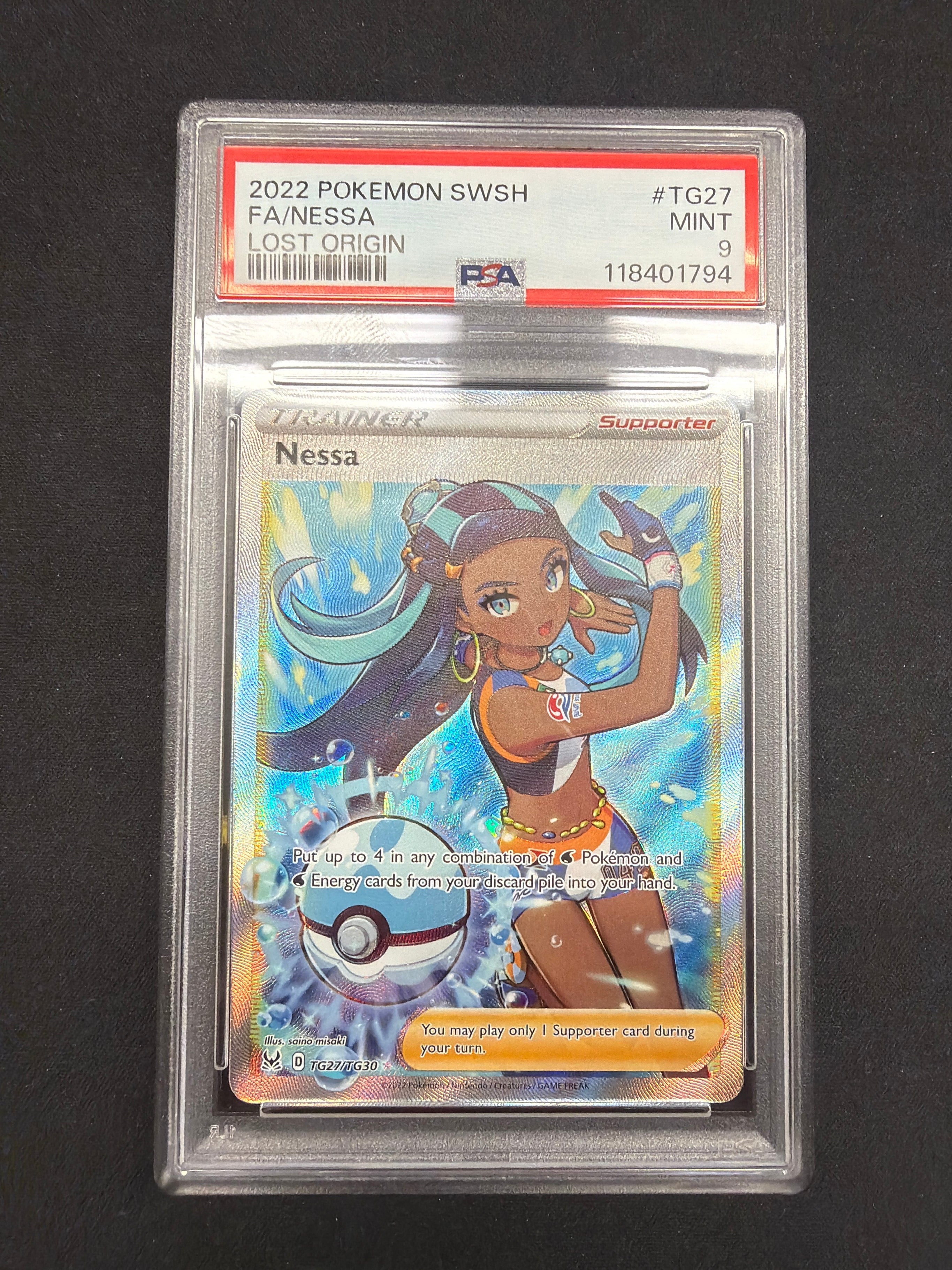 2022 Pokémon SWSH FA/Nessa Lost Origin PSA Mint 9