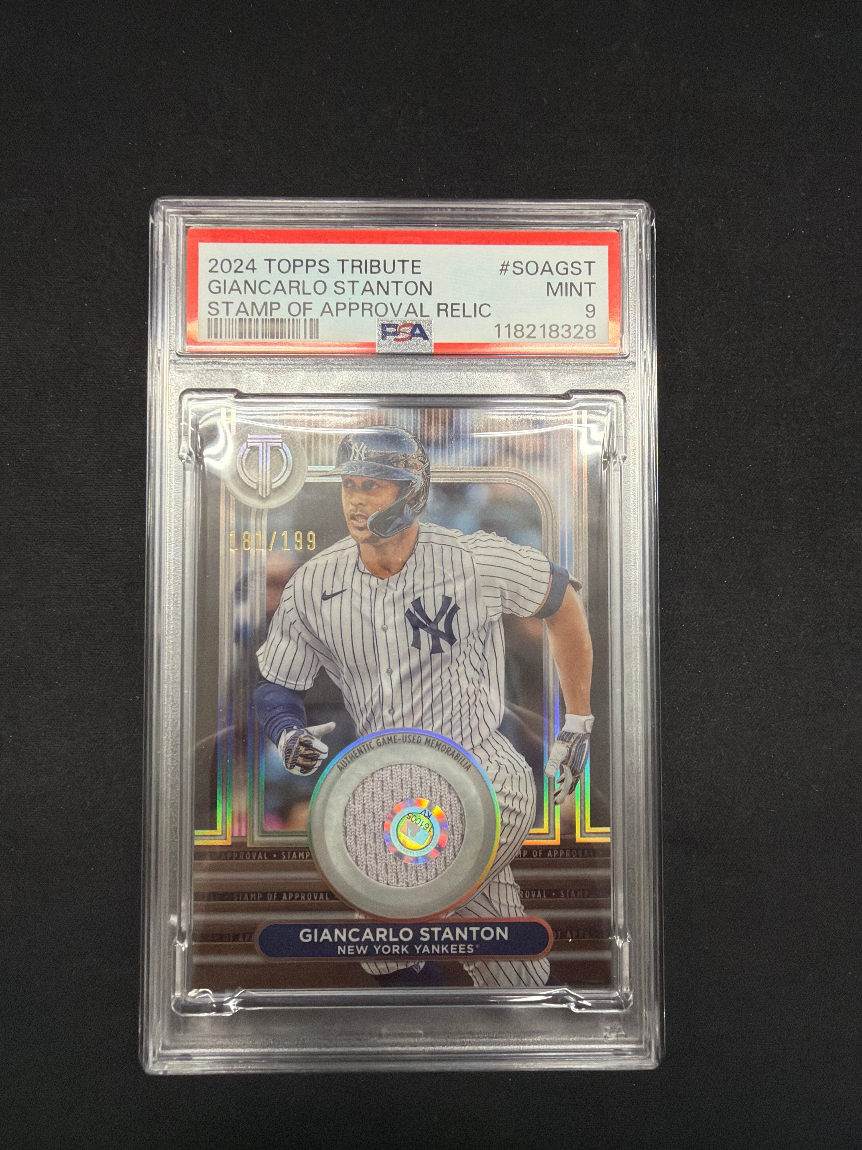 2024 Topps Tribute Giancarlo Stanton Stamp Of Approval Relic PSA MINT 9 /199