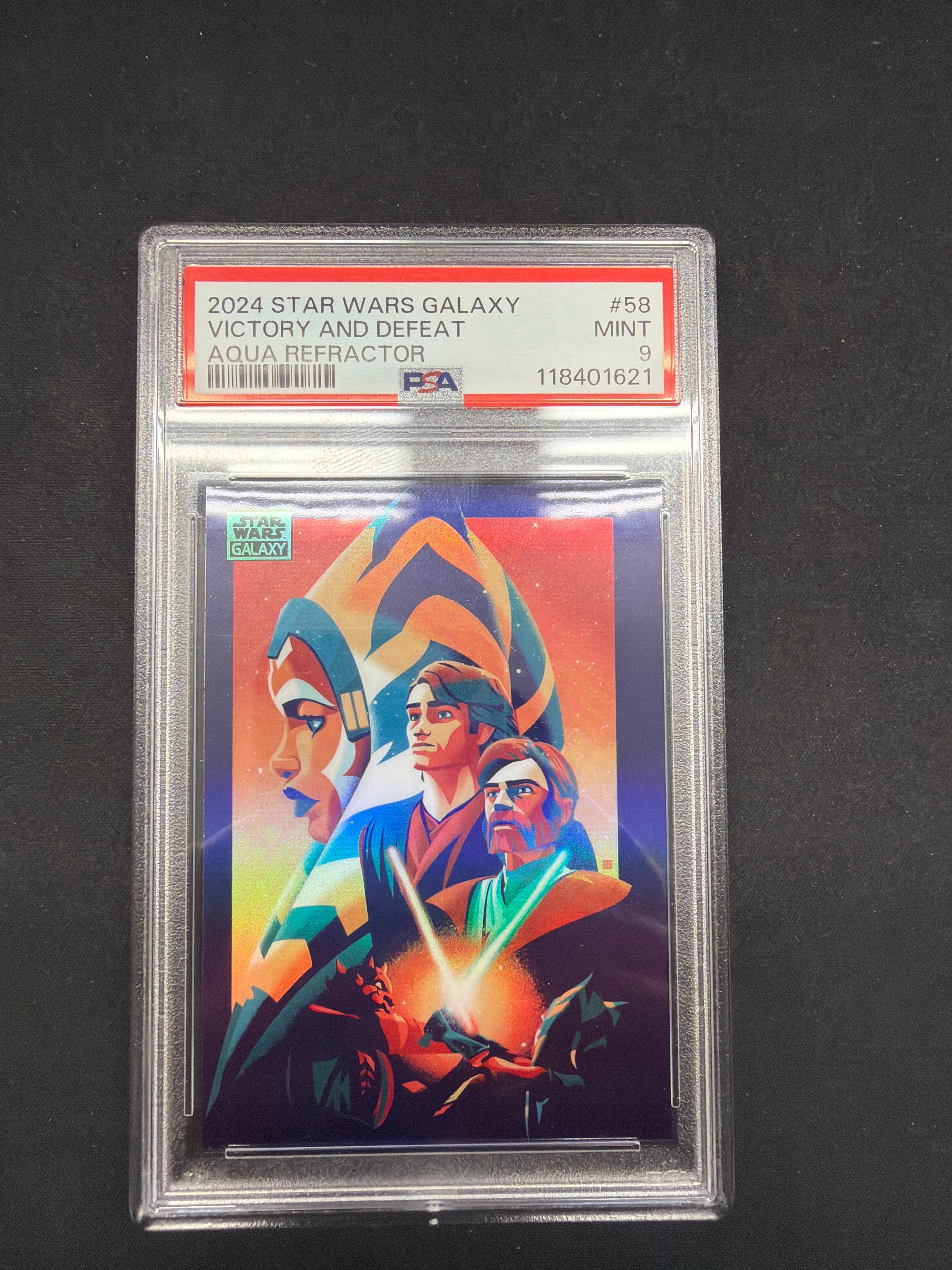 2024 Star Wars Galaxy Victory And Defeat Aqua Refractor PSA MINT 9 /199