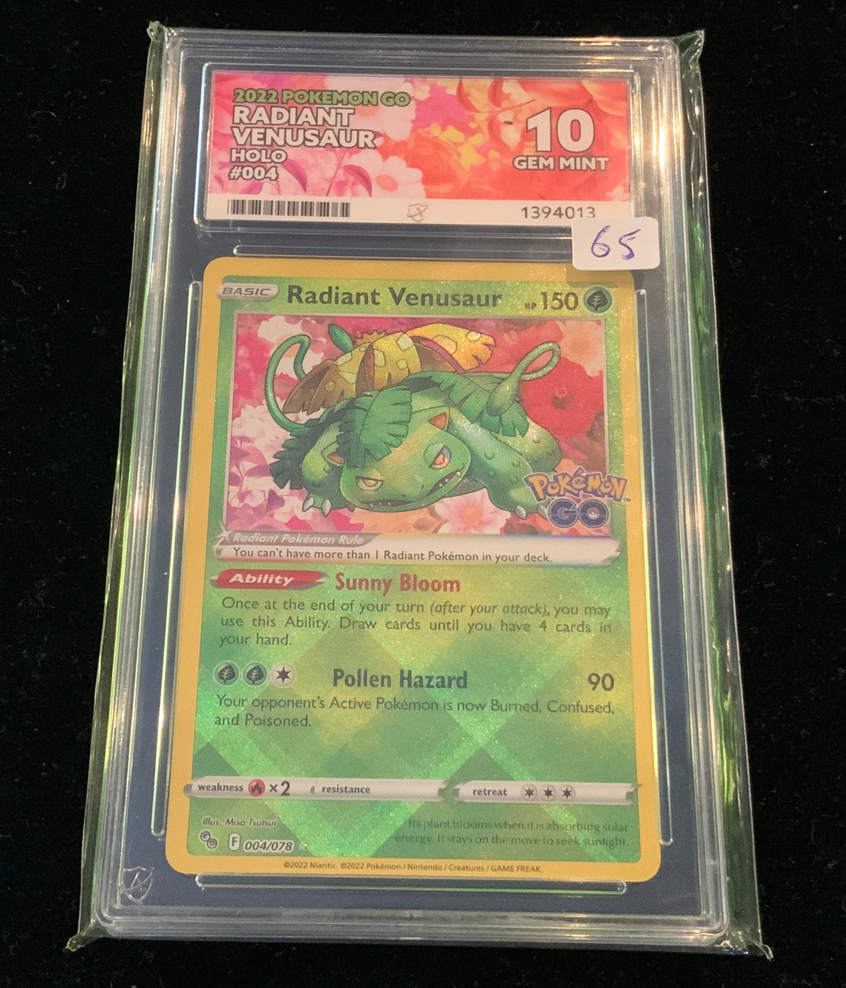 ACE Gem Mint 10 2022 Pokemon Go Radiant Venusaur Holo #004