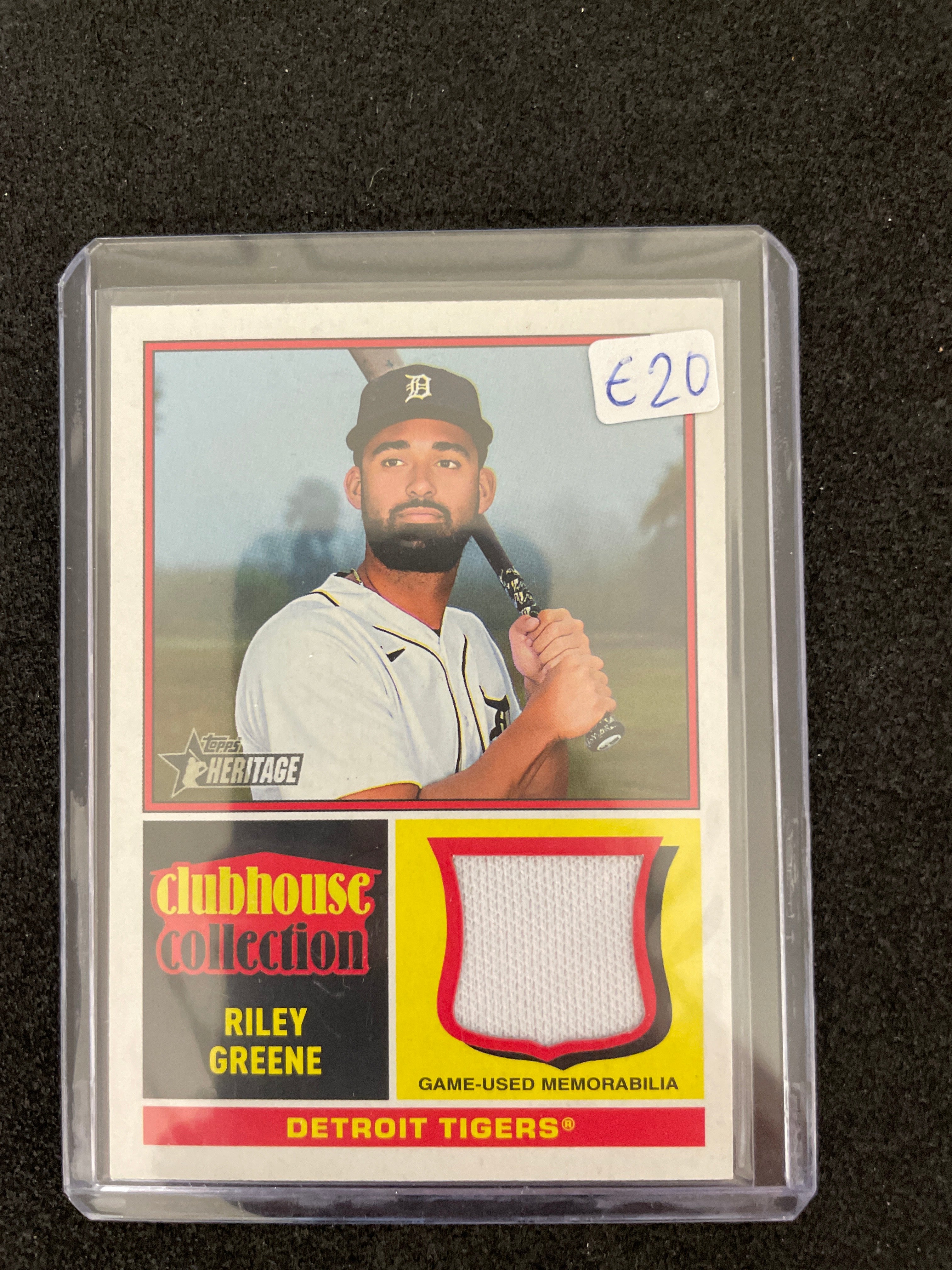 2025 Topps Heritage Baseball Clubhouse Collection Relic Riley Greene
