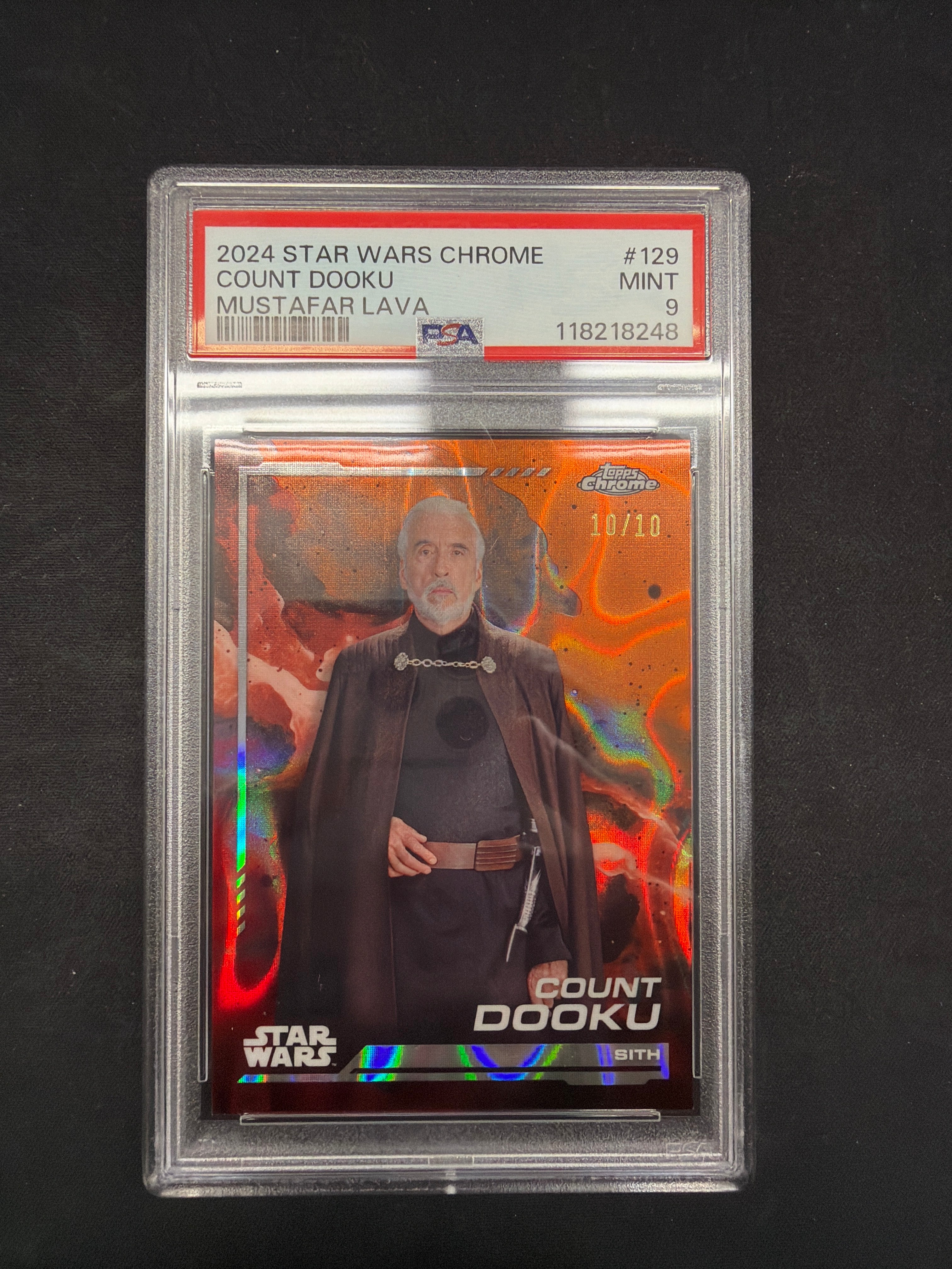 2024 Star Wars Chrome Count Dooku Mustafar Lava PSA Mint 9 /10