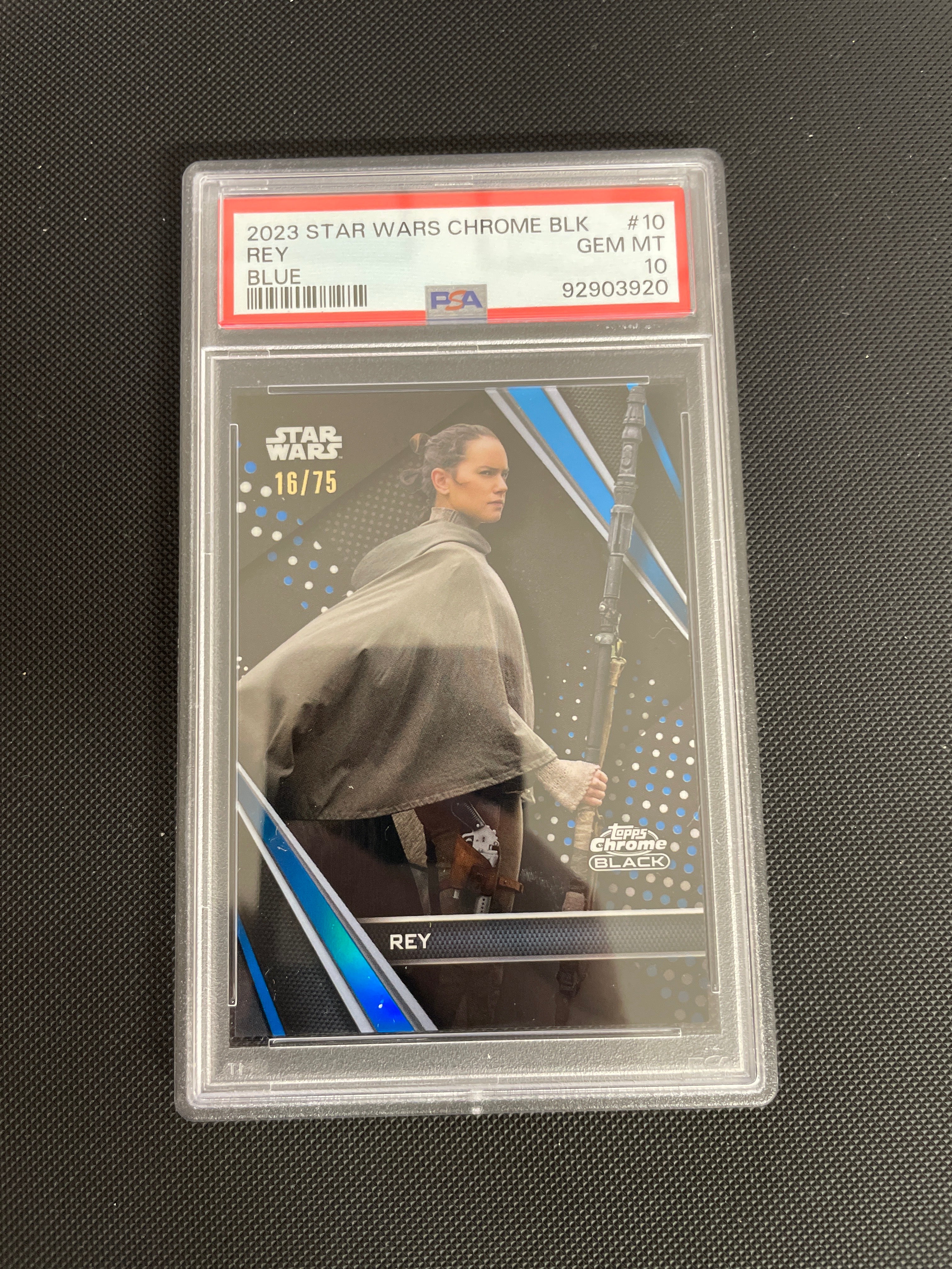 2023 Star Wars Chrome Black Rey Blue PSA 10