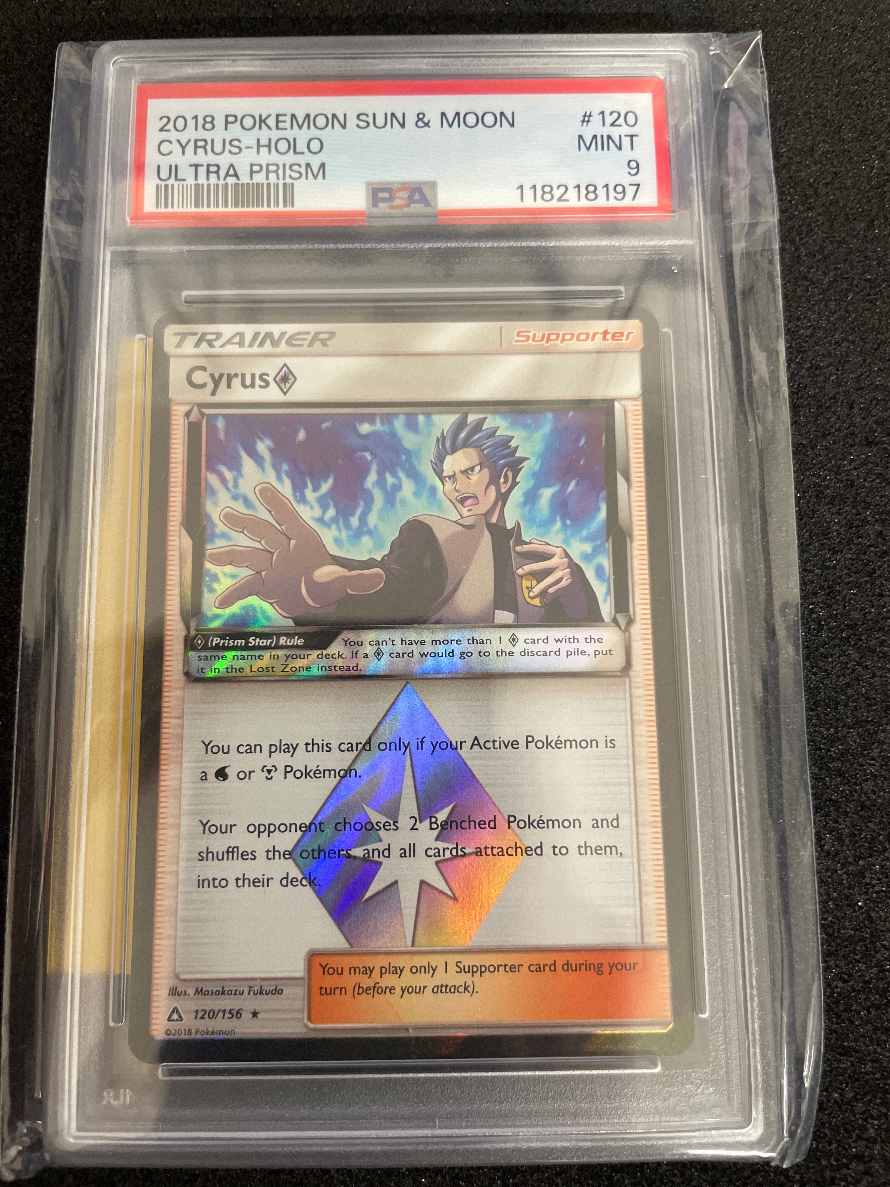 2018 Pokemon Sun & Moon Cyrus-Holo Ultra Prism PSA Mint 9