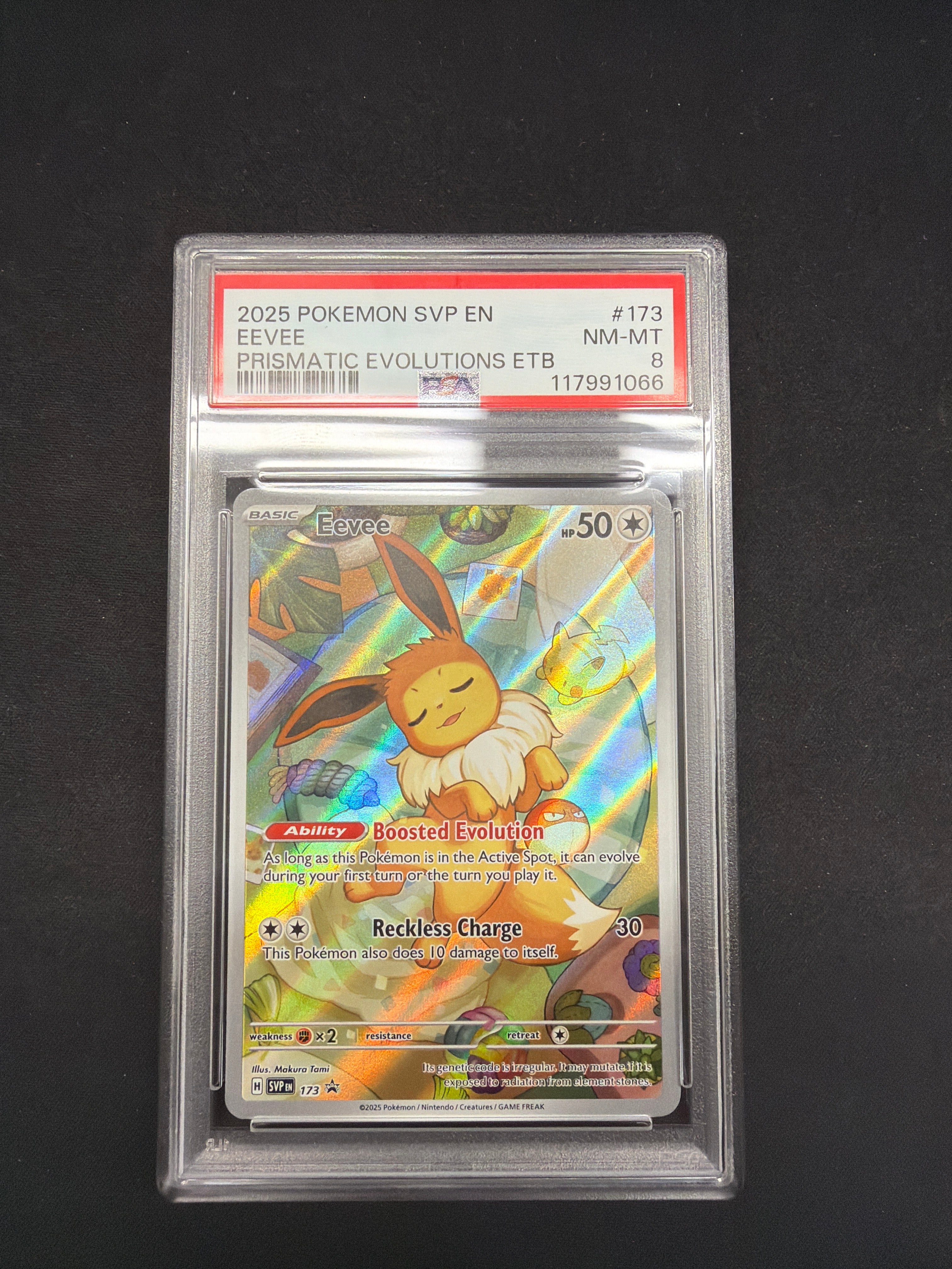 2025 Pokémon SVP EN Eevee Prismatic Evolutions ETB PSA 8