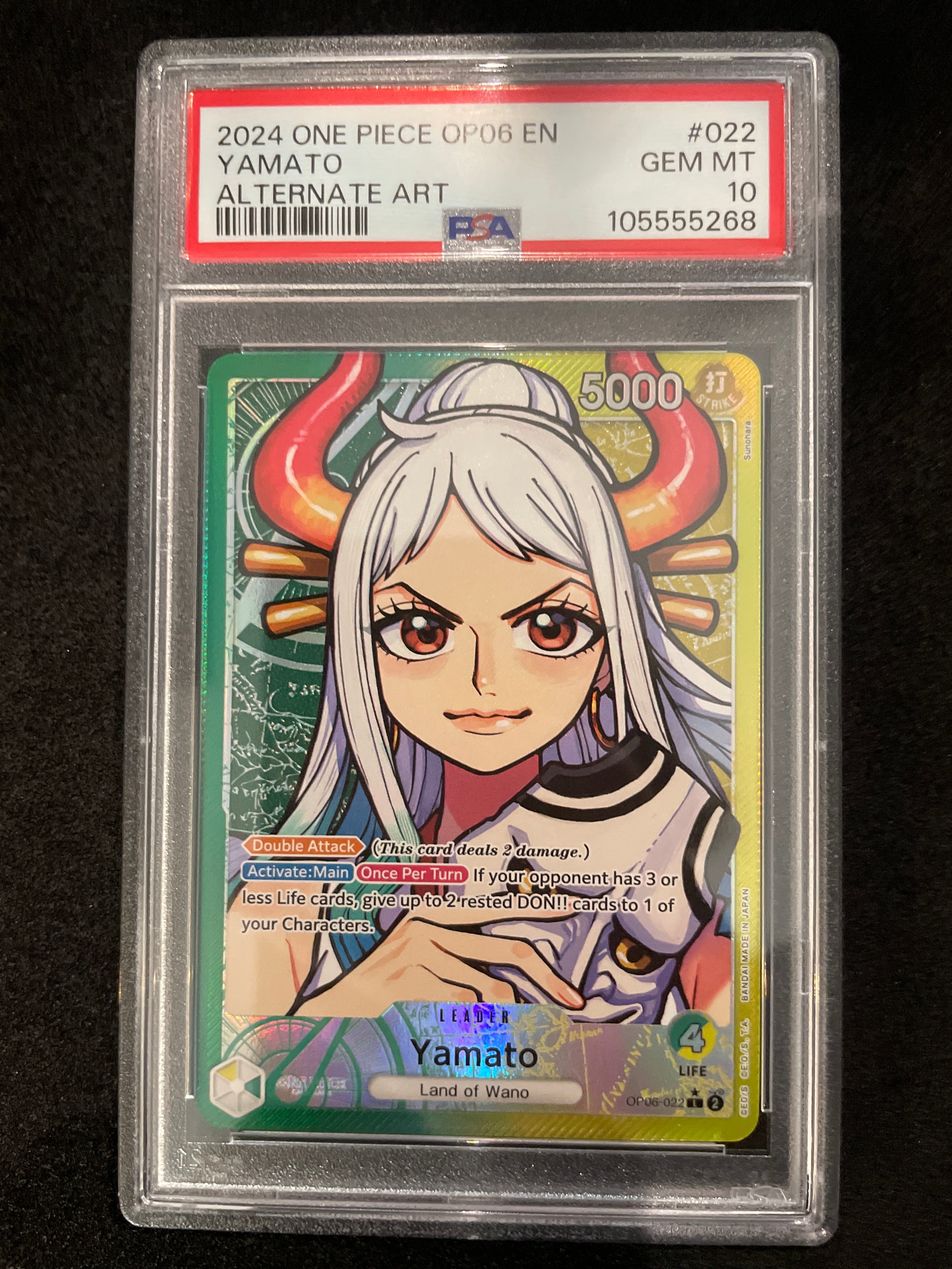 2024 ONE PIECE OP06 EN YAMATO ALTERNATE ART PSA 10