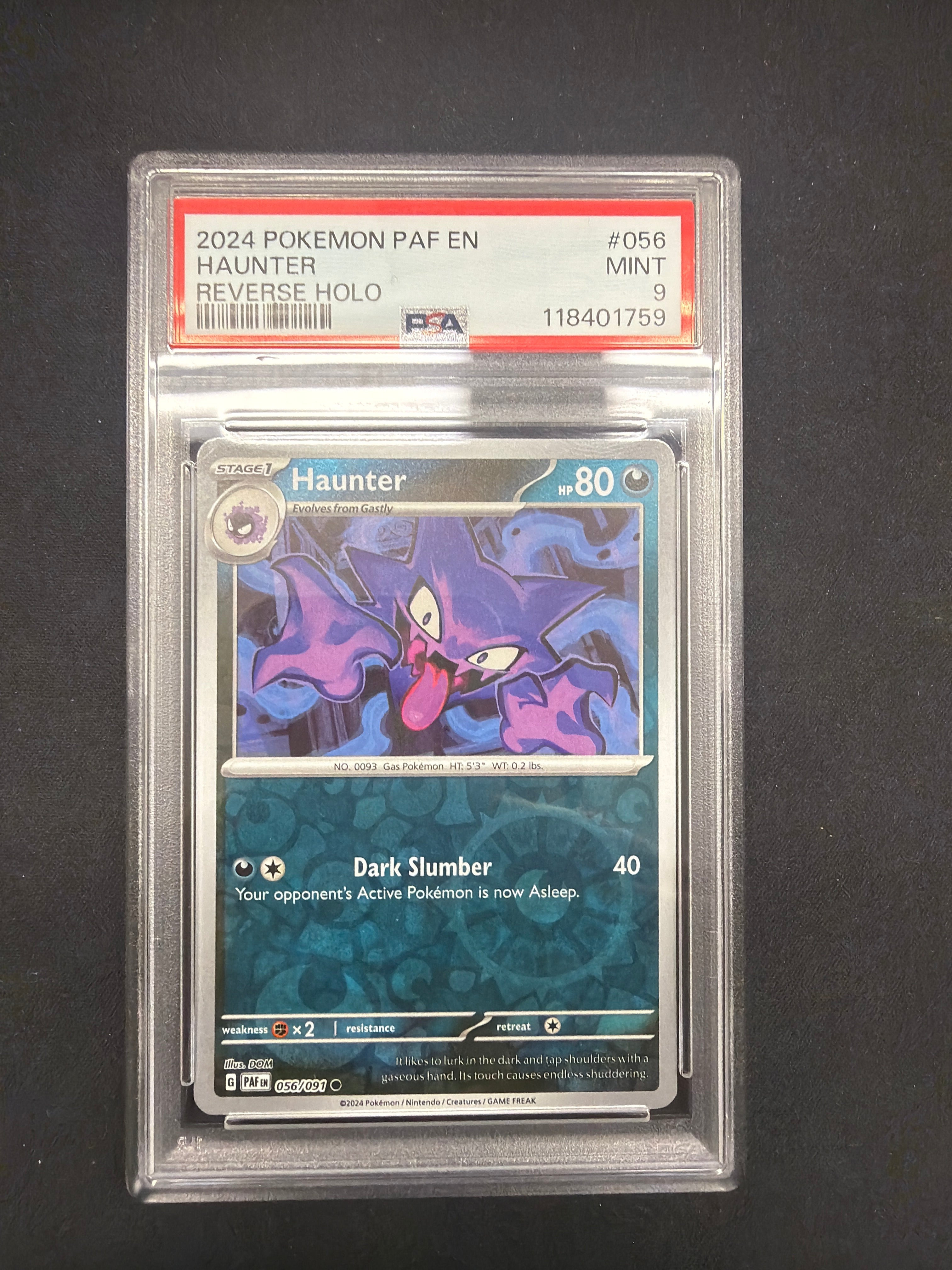 2024 Pokémon PAF EN Haunter Reverse Holo PSA MINT 9