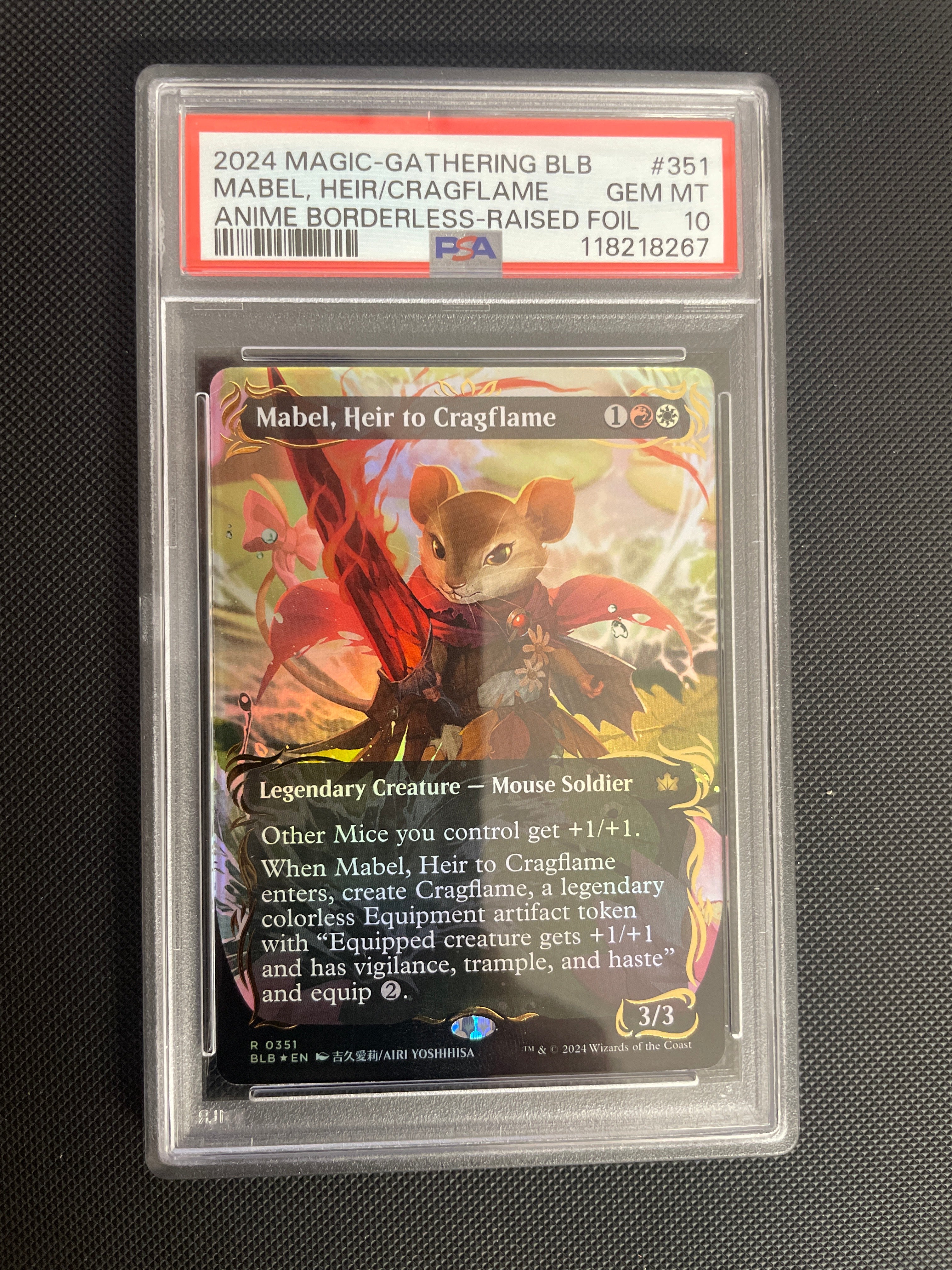 2024 MAGIC THE GATHERING BLN MABEL, HEIR/CRAGFLAME ANIME BORDERLESS-RAISED FOIL PSA 10