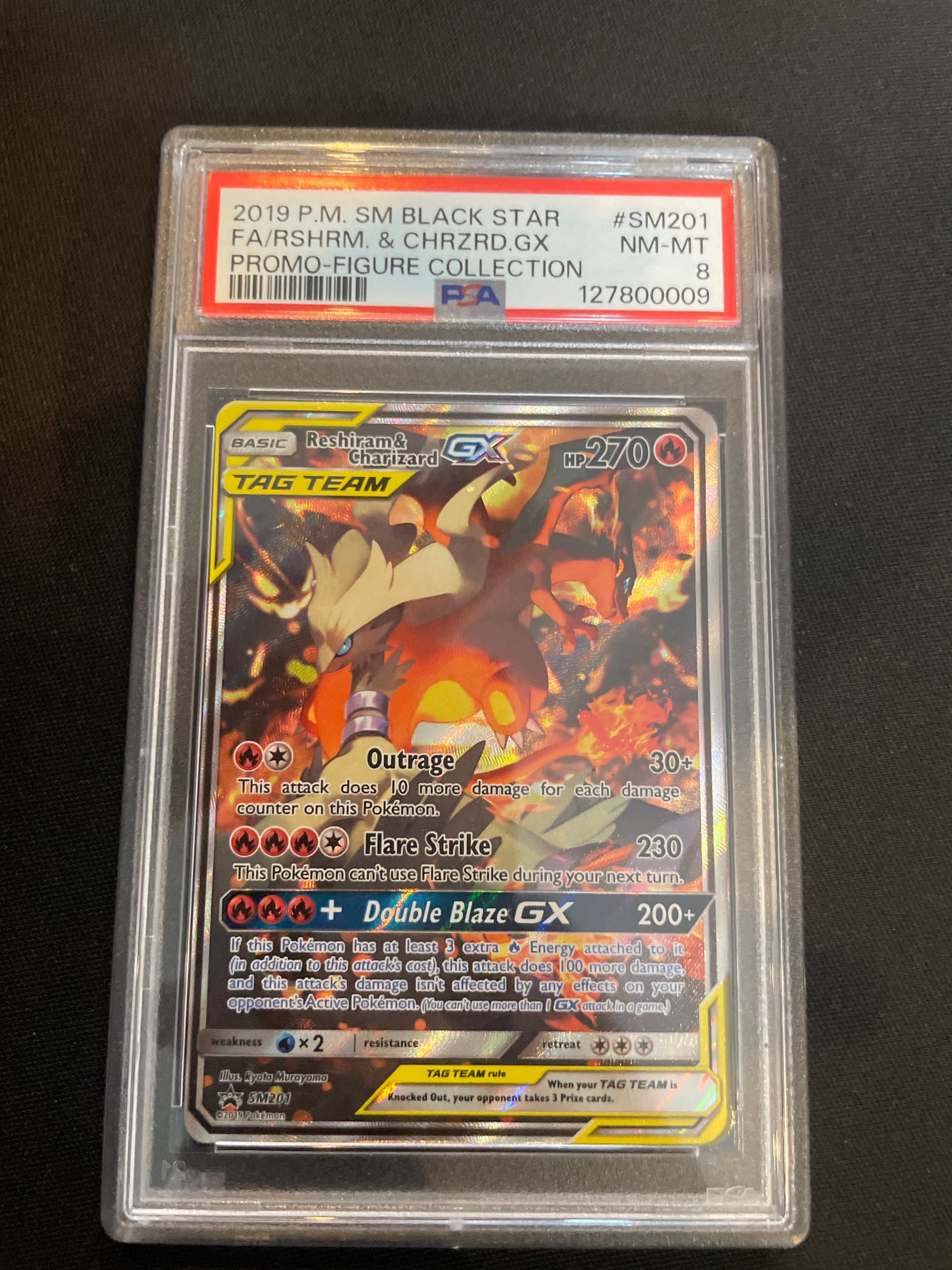 2019 Black Star Reshiram & Charizard Figure Collection PSA 8
