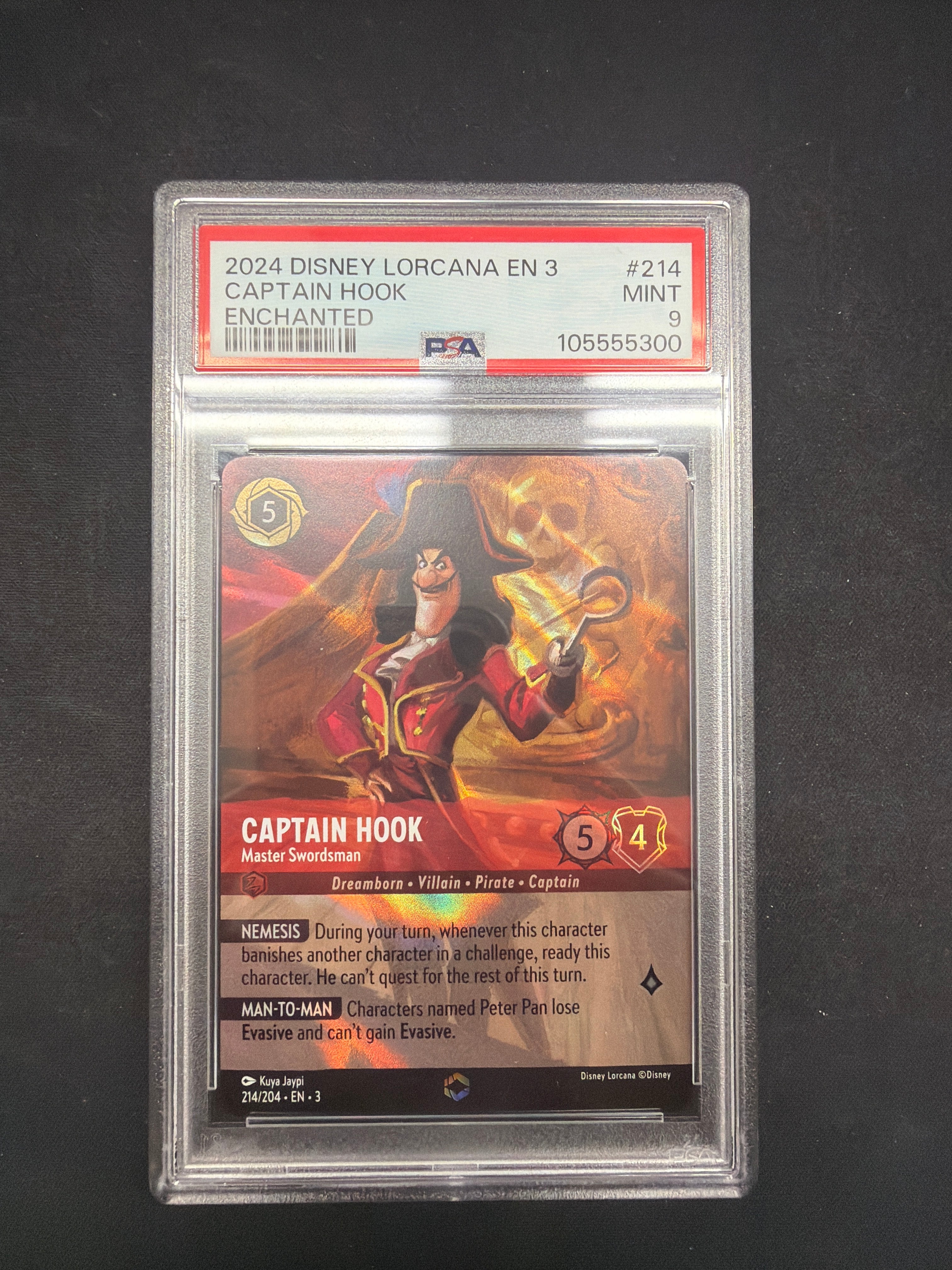 2024 Disney Lorcana En 3 Captain Hook Enchanted PSA MINT 9