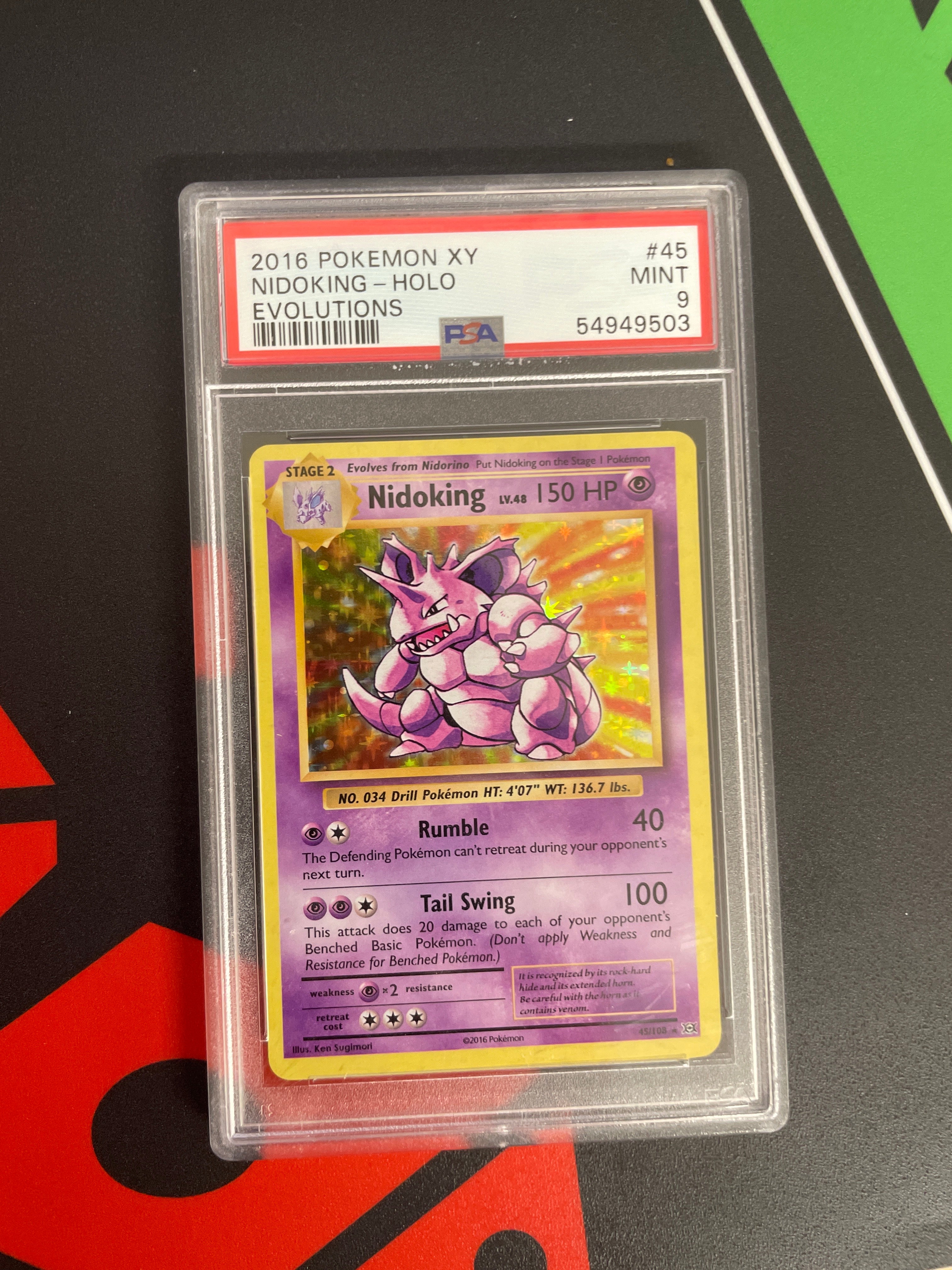 2016 Pokemon XY Nidoking - holo Evolutions PSA 9