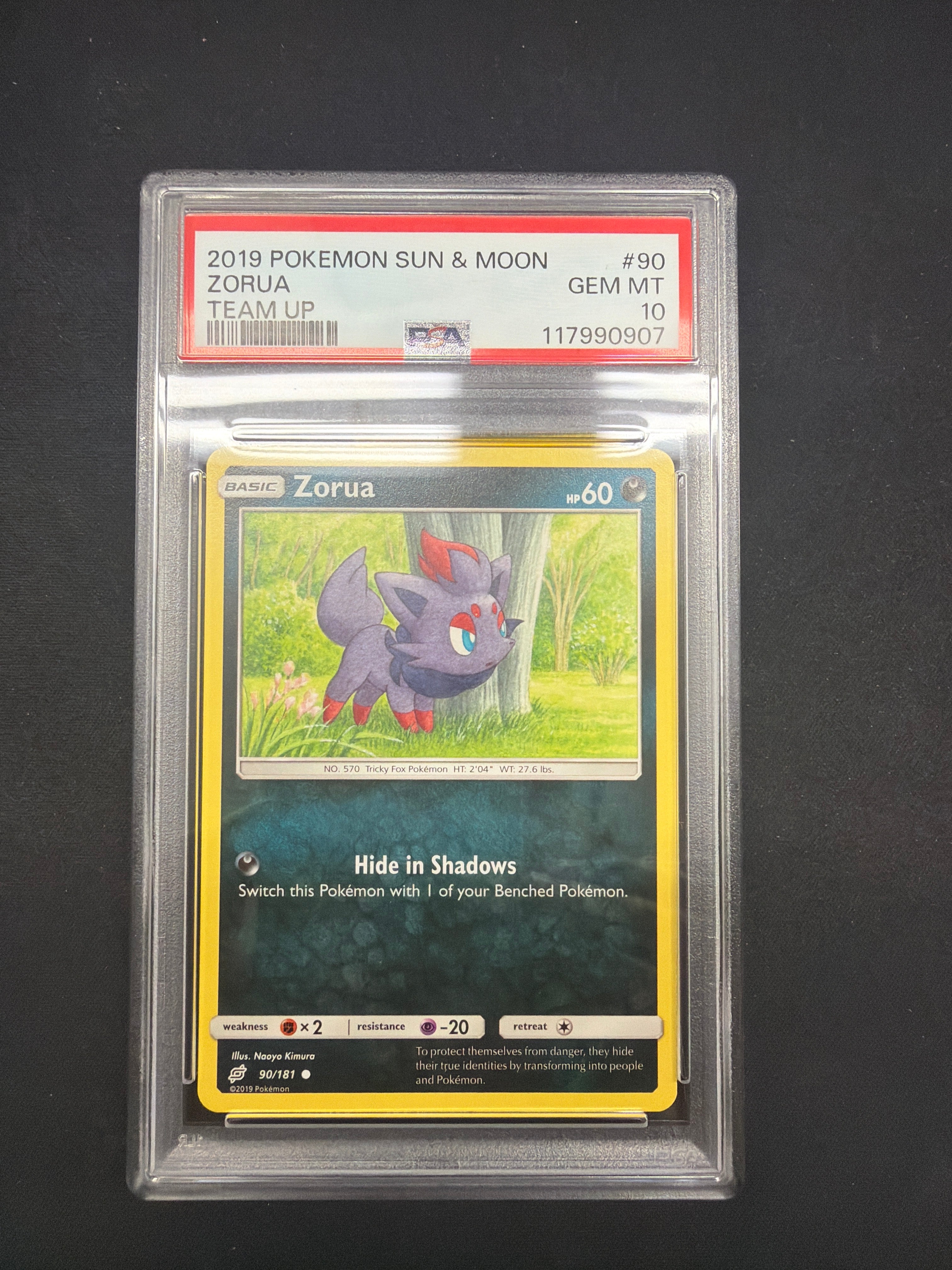 2019 Pokémon Sun & Moon Zorua Team Up PSA GEM MT 10
