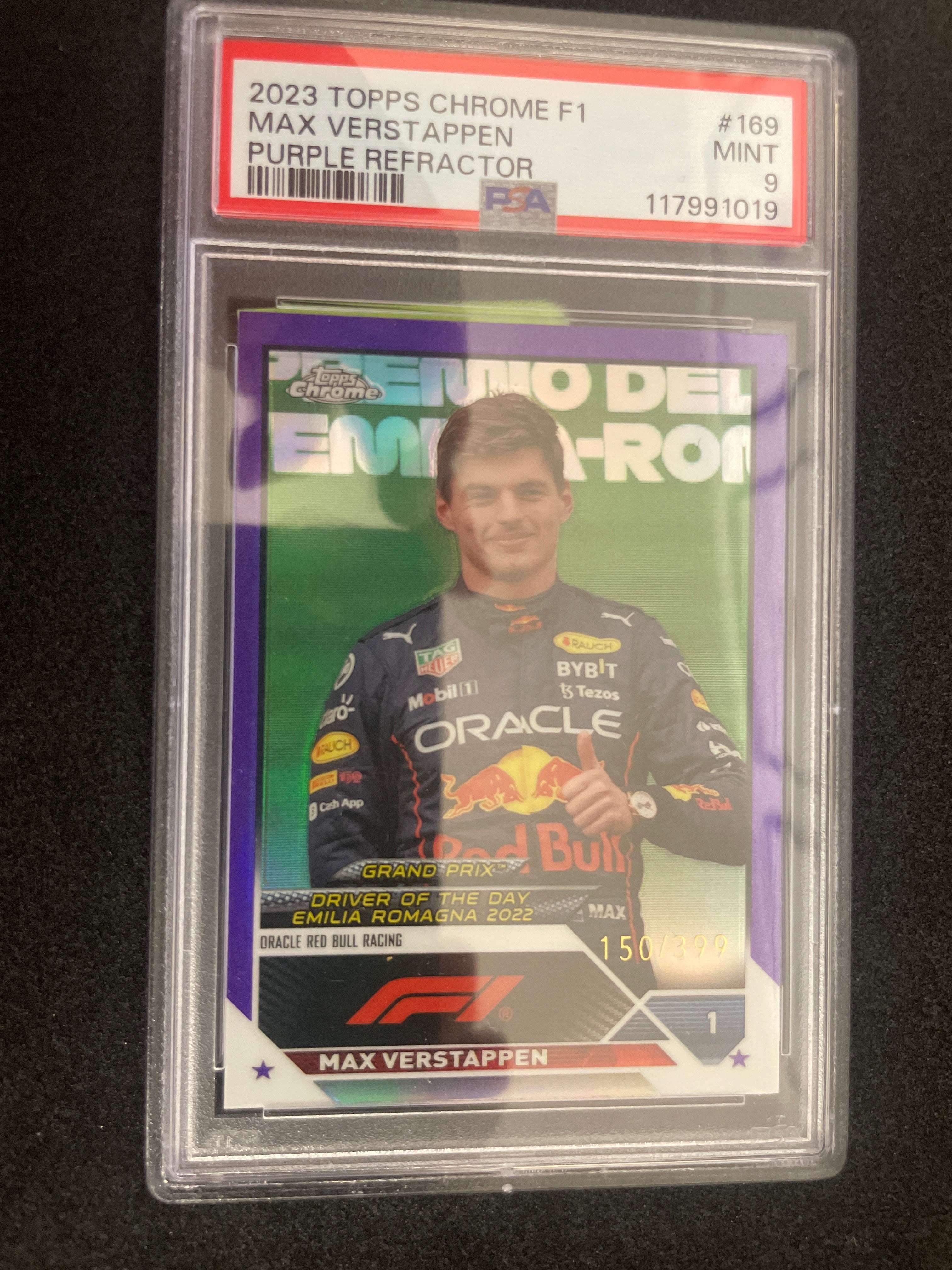 2023 Topps Chrome F1 Max Verstappen Purple Refractor MINT PSA 9 /399