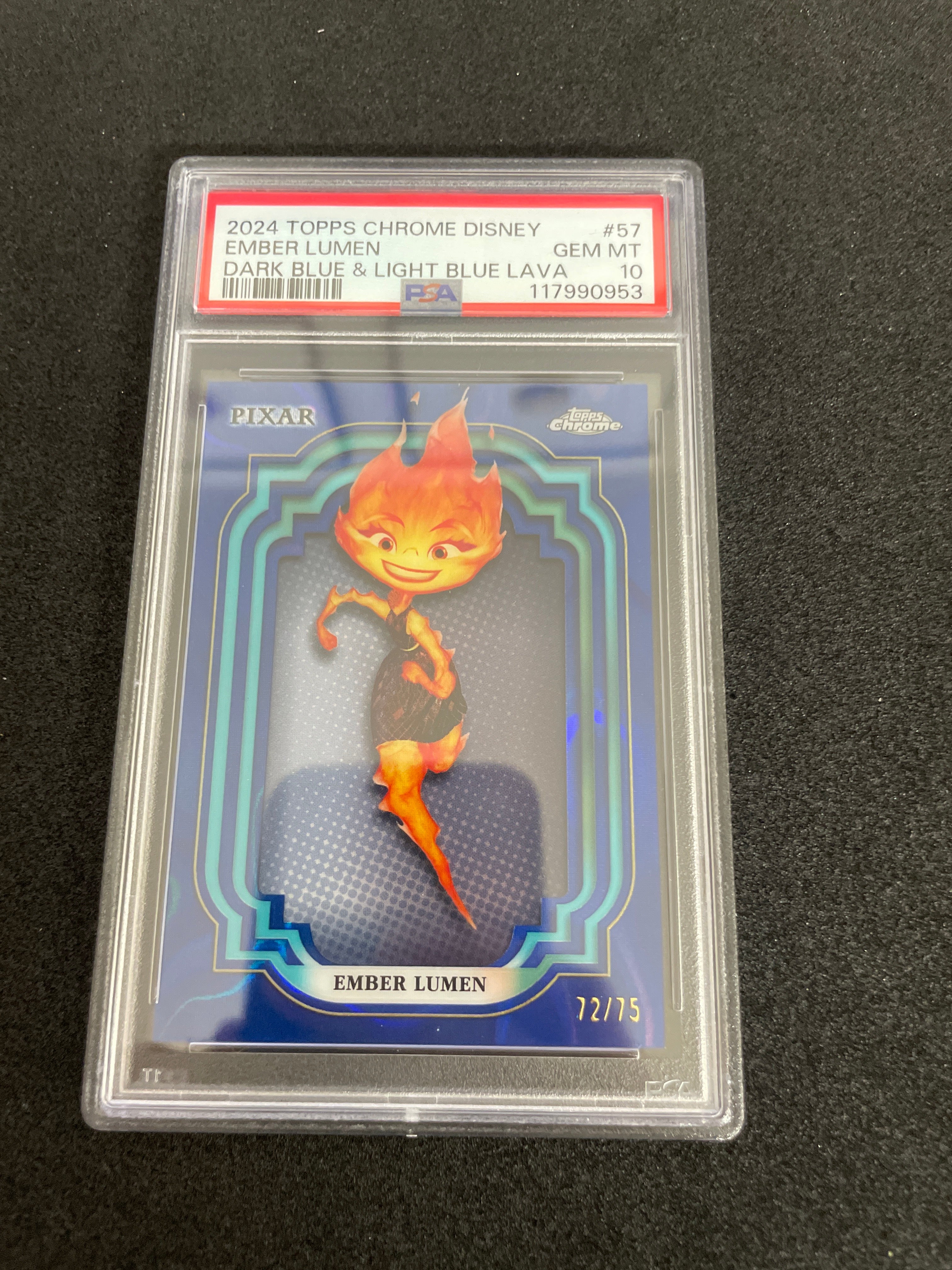 2024 Topps Chrome Disney Ember Lumen Dark Blue & Ligth Blue Lava GEM MINT PSA 10 /75