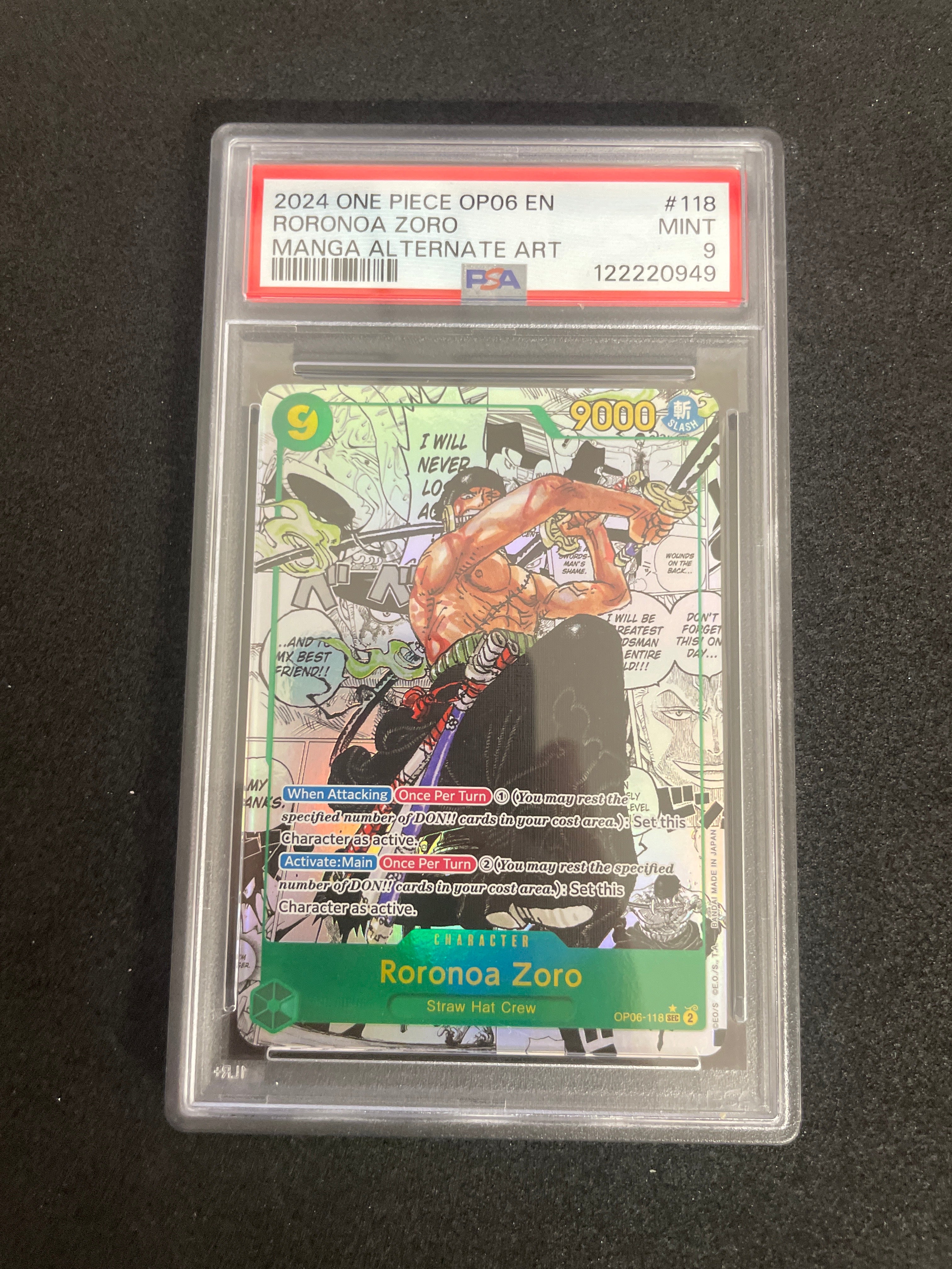 Gimmeitam | 2024 One Piece op06 EN Roronoa Zoro Manga Alt Art PSA 9