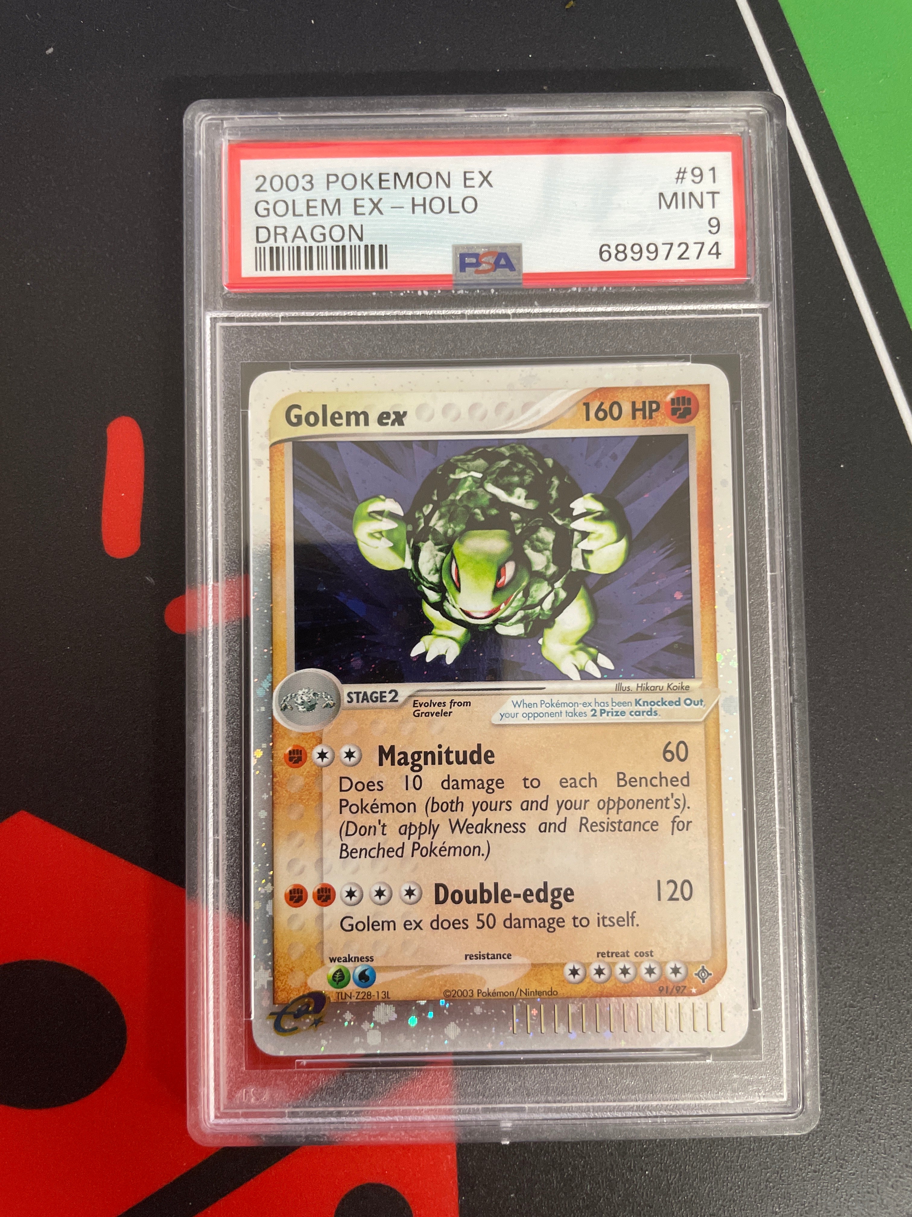 2003 POKEMON EX DRAGON #91 GOLEM EX-HOLO DRAGON PSA 9