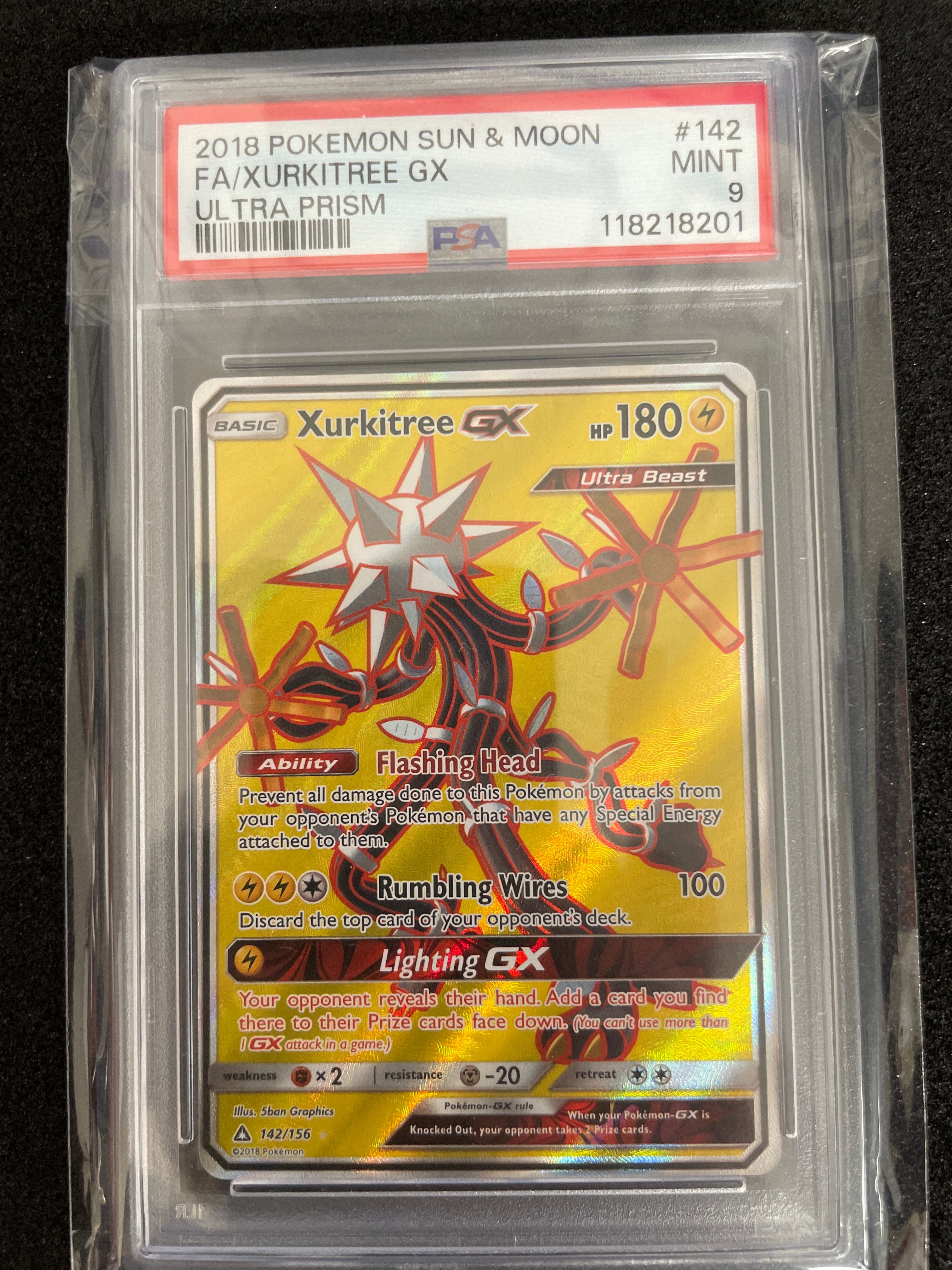 2018 Pokemon Sun & Moon Fa/Xurkitree GX Ultra Prism MINT PSA 9