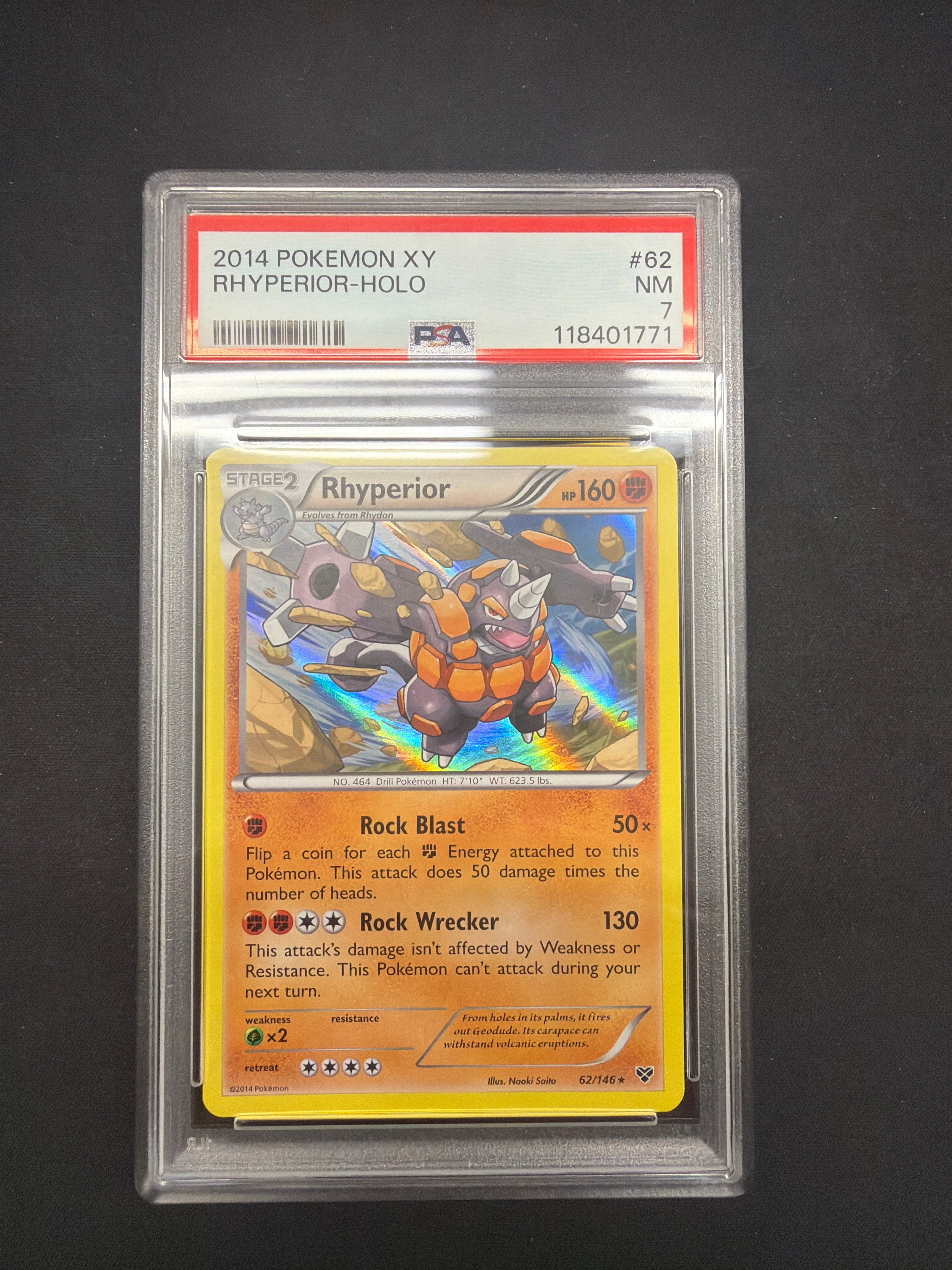 2014 Pokémon XY Rhyperior-Holo PSA NM 7