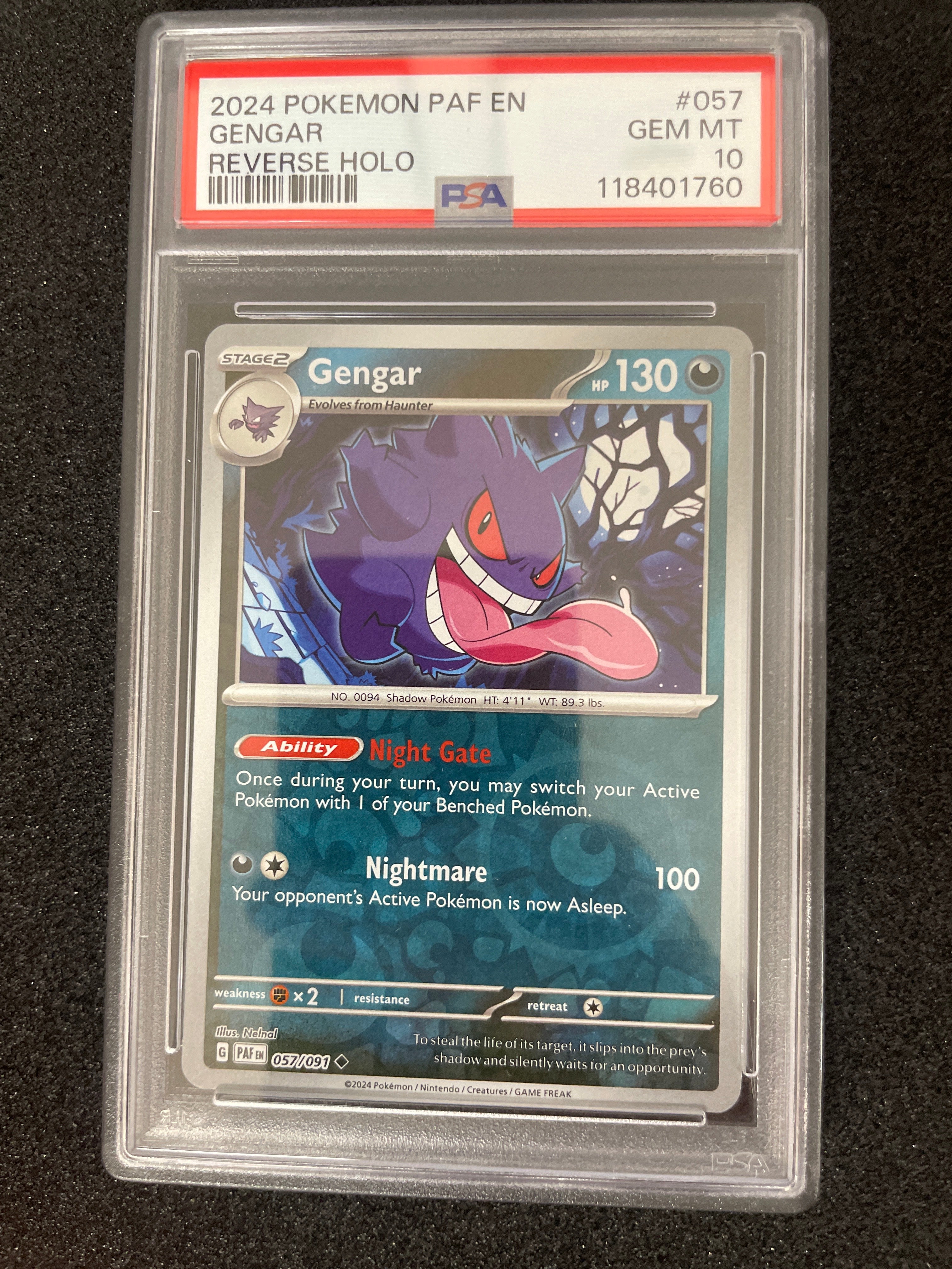 2024 Pokemon PAF En reverse holo Gengar Gem Mint PSA 10