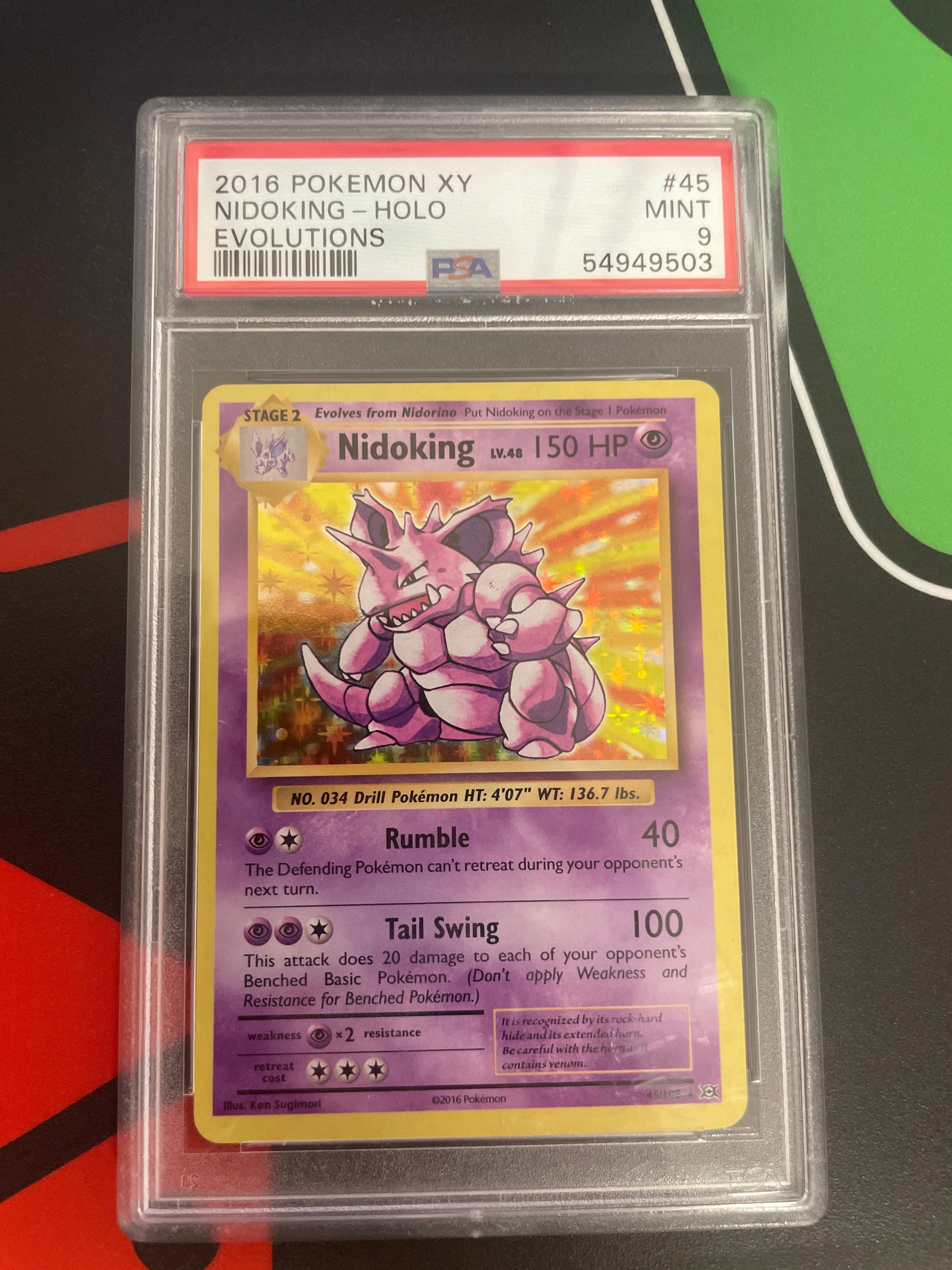 2016 POKEMON XY EVOLUTIONS #45 NIDOKING-HOLO EVOLUTIONS PSA 9