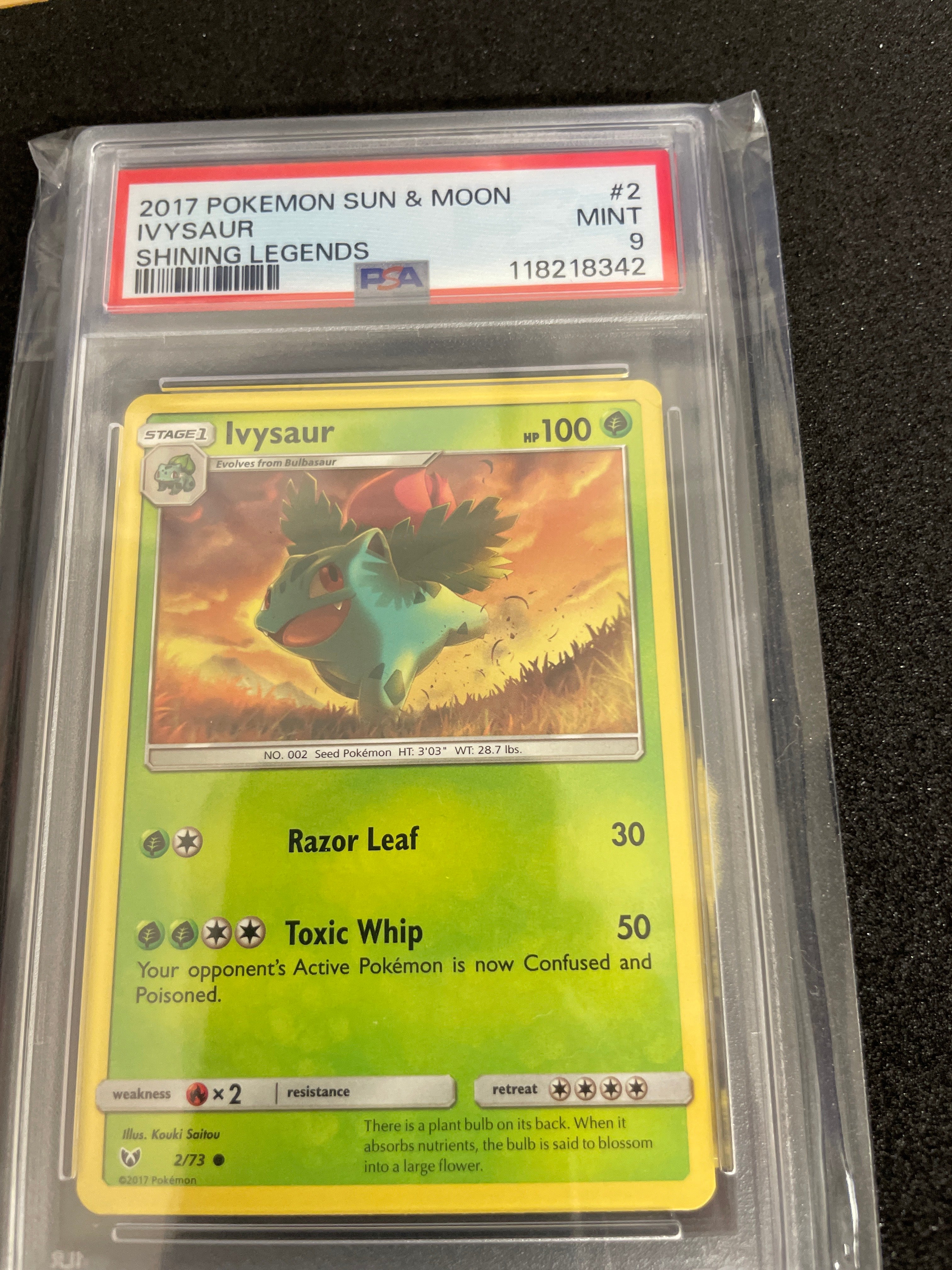 2017 Pokemon Sun & Moon Ivysaur Shining Legends Mint PSA 9