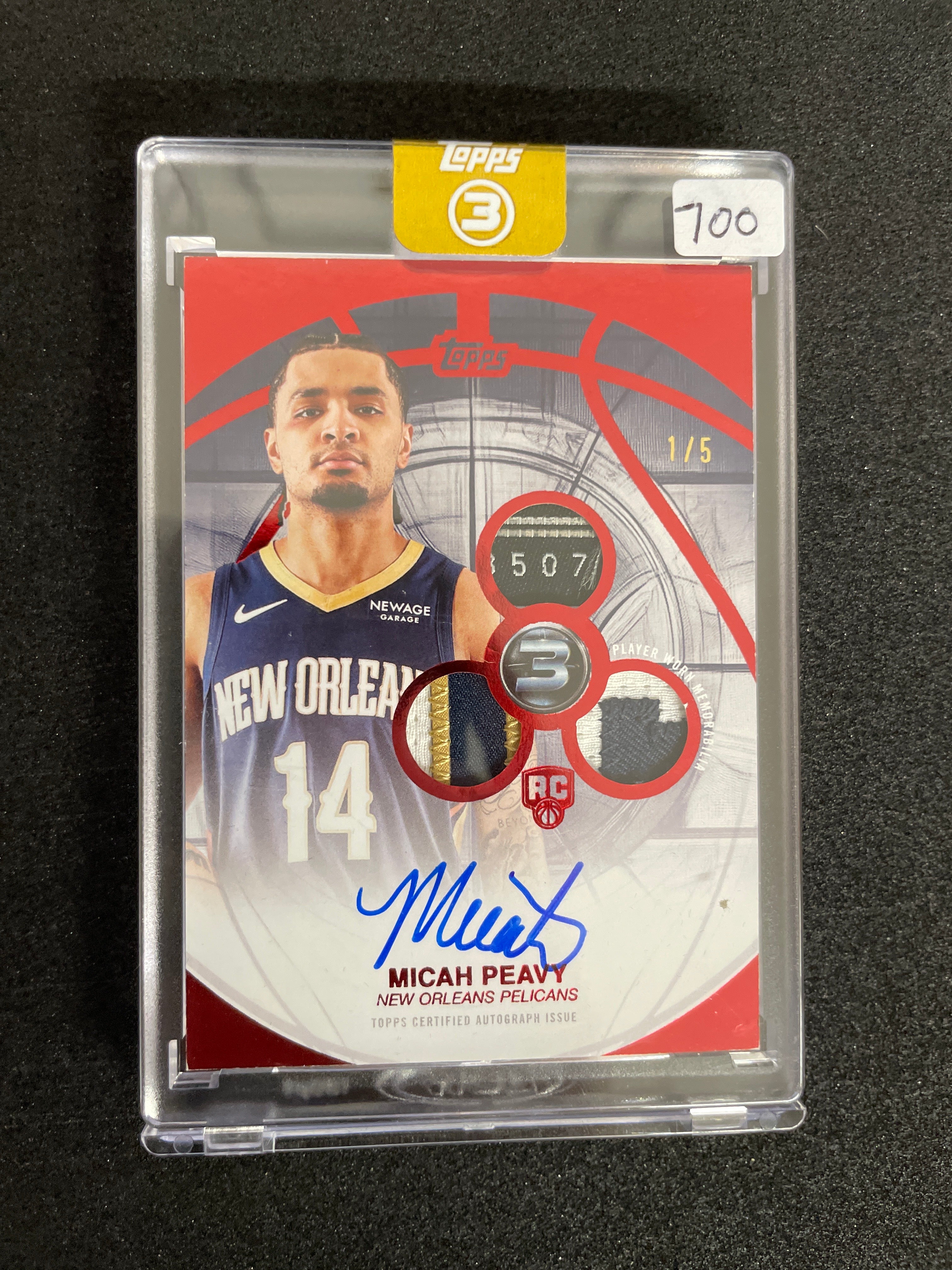 2025-26 Topps 3 Basketball Micah Peavy Relic Auto /5