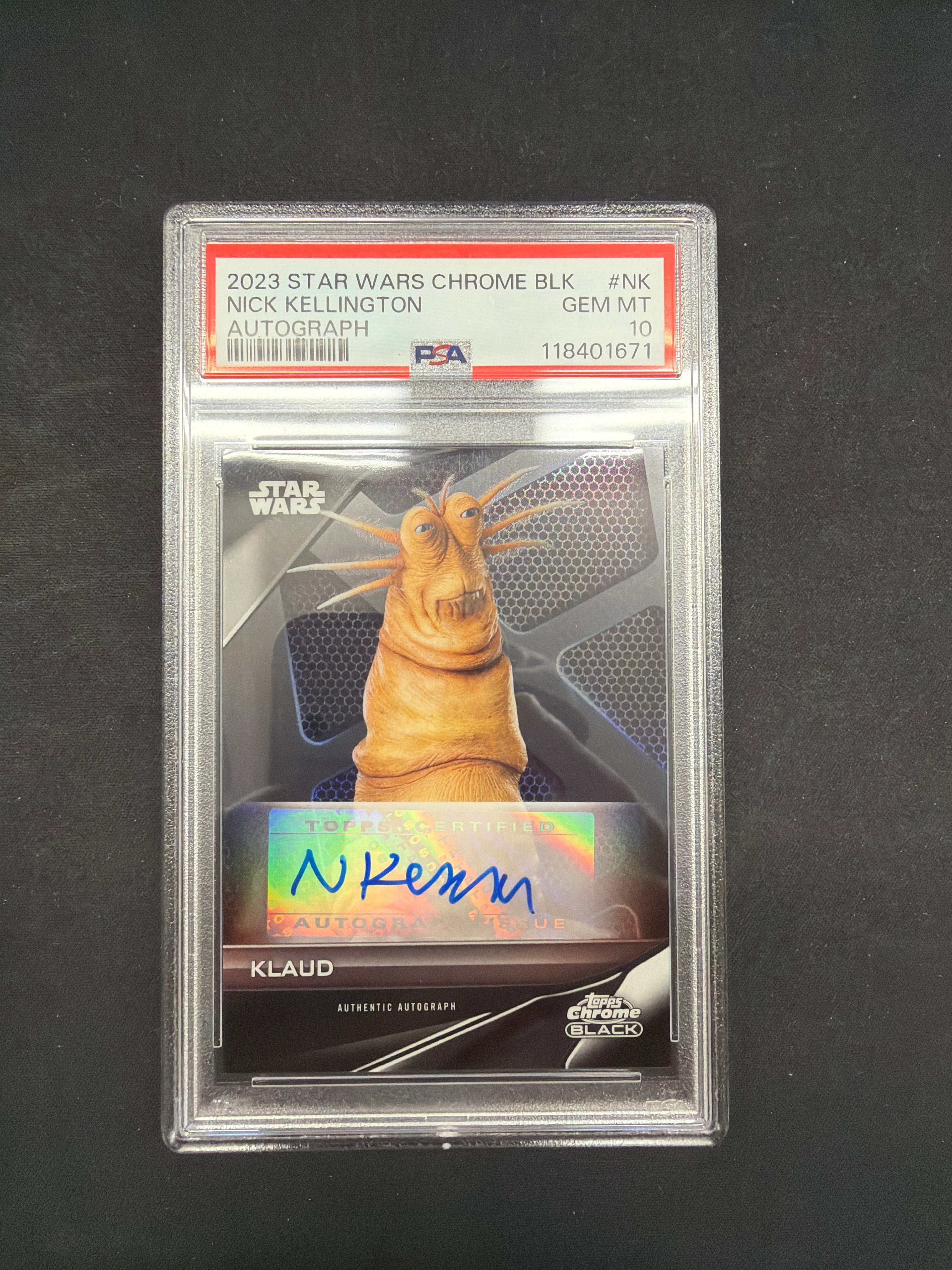 2023 Star Wars Chrome Blk Nick Kellington Autograph PSA Gem MT 10
