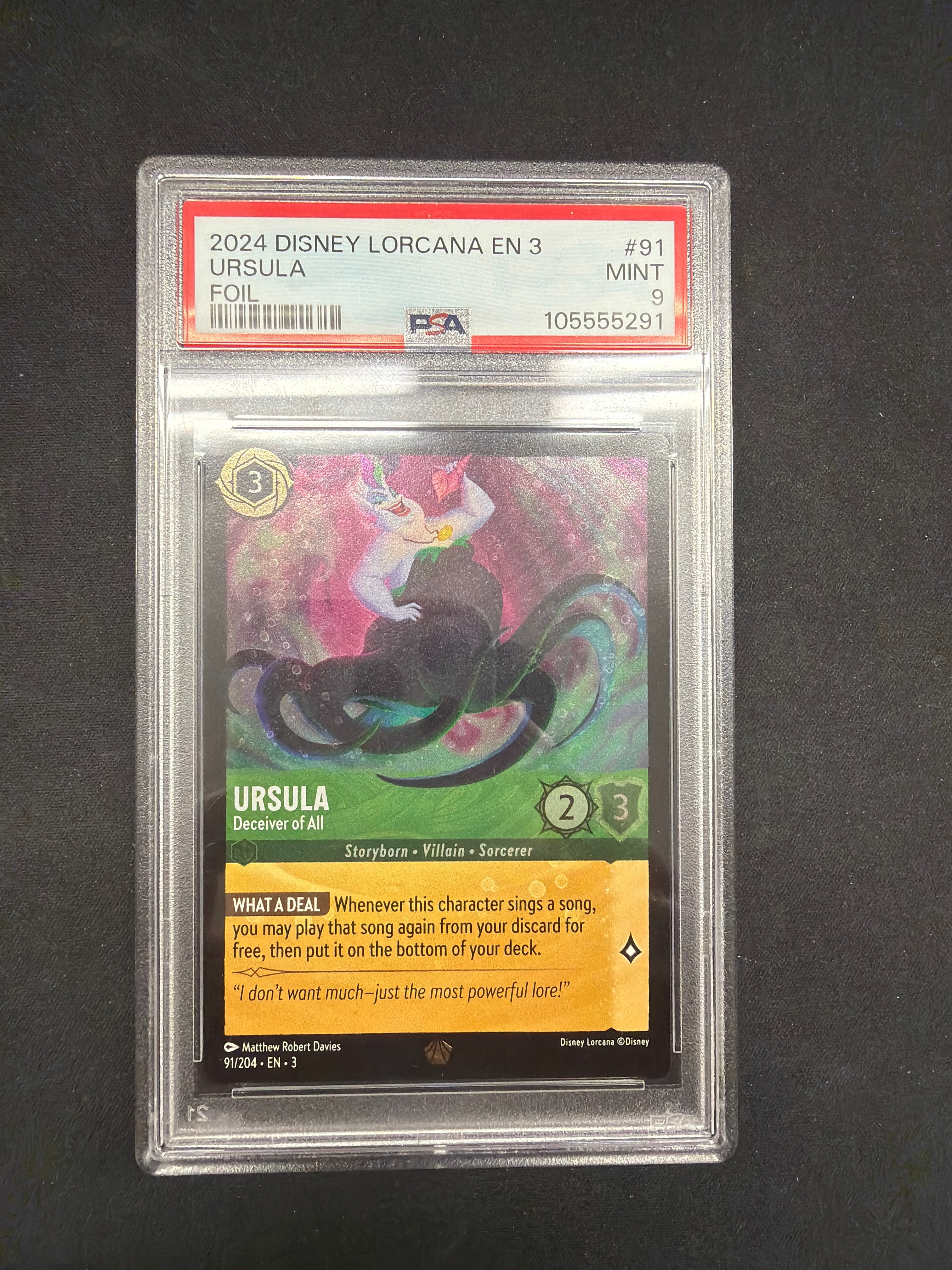 2024 Disney Lorcana En 3 Ursula Foil PSA MINT 9
