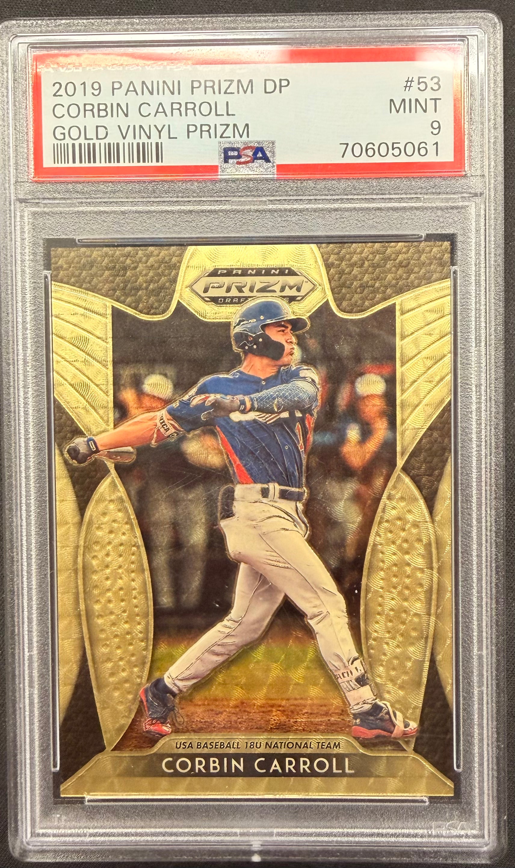 2019 Panini Prizm DP Corbin Carroll Gold Vinyl Prizm PSA Mint 9 /5