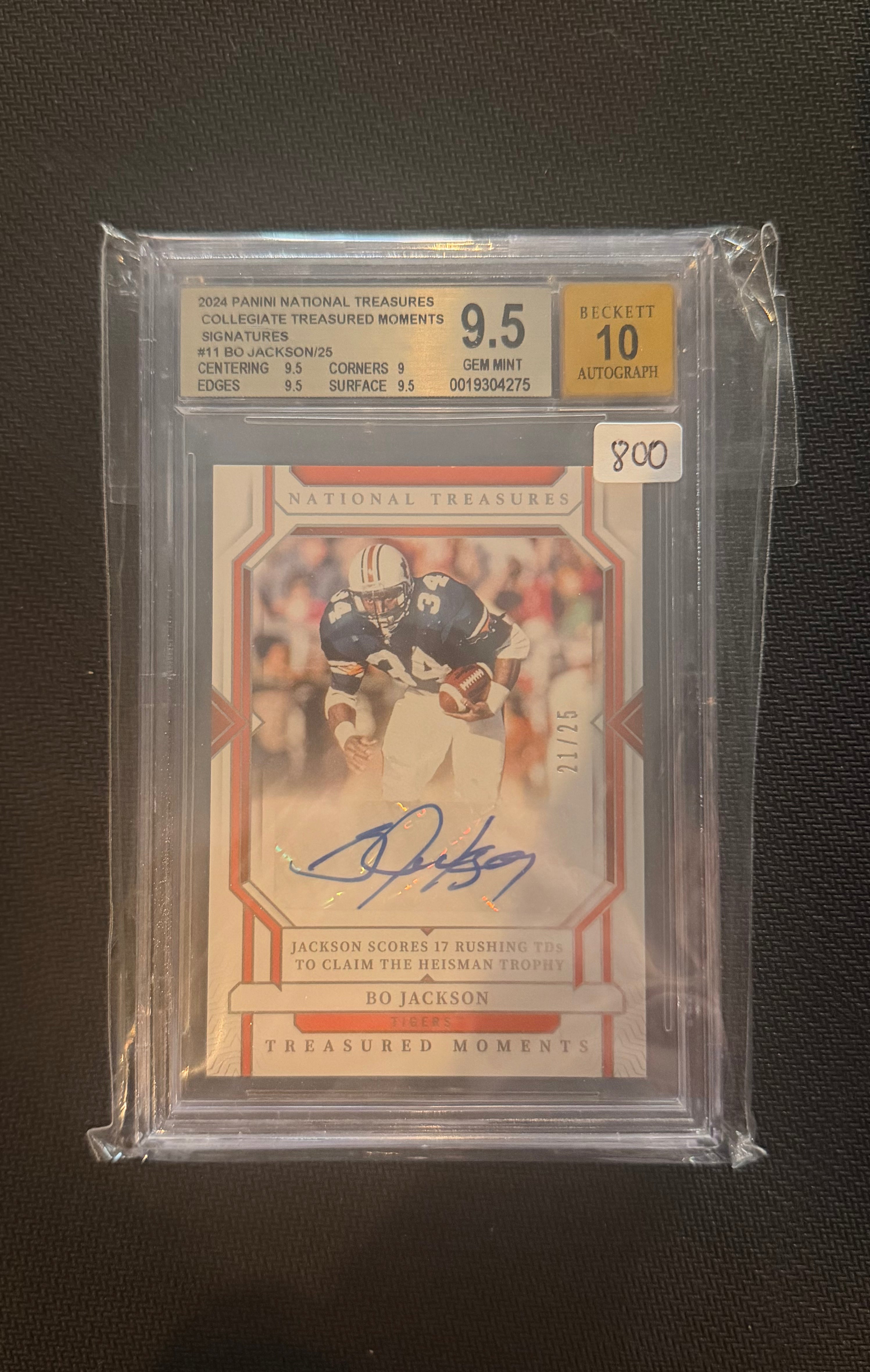 2024 Panini National Treasures Bo Jackson Auto /25 Beckett 9.5 Mint