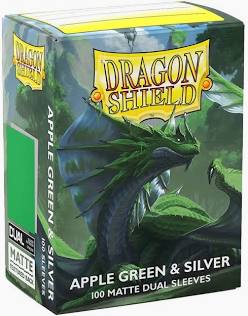 Dragon Shield: Apple Green & Silver 100pc Matte Dual Sleeves