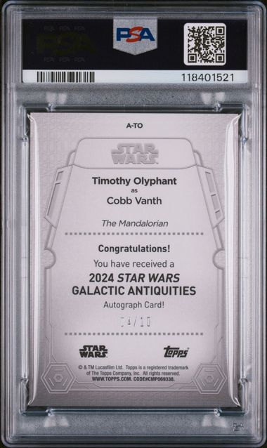 2024 TOPPS STAR WARS GALACTIC ANTIQUITIES AUTOGRAPHS #TO TIMOTHY OLYPHANT AUTOGRAPH-RED