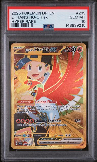 PSA 10 2025 POKEMON DRI EN-DESTINED RIVALS #239 ETHAN'S HO-OH EX HYPER RARE