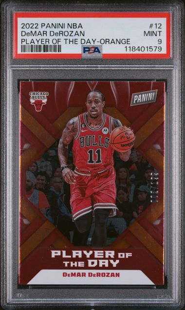 2022 PANINI NBA PLAYER OF THE DAY #12 DEMAR DEROZAN PLAYER OF THE DAY-ORANGE