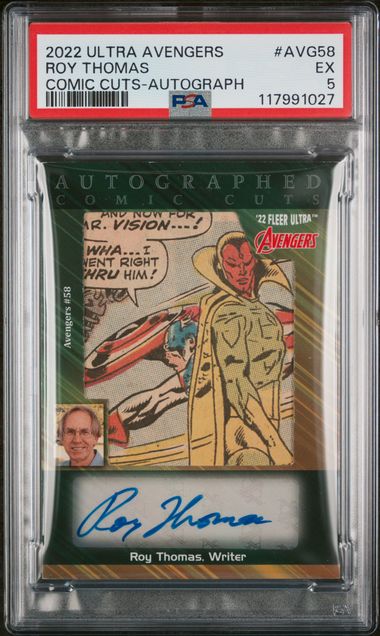 2022 FLEER ULTRA AVENGERS COMIC CLIPPINGS CUTS #AVG58 ROY THOMAS COMIC CUTS-AUTOGRAPH