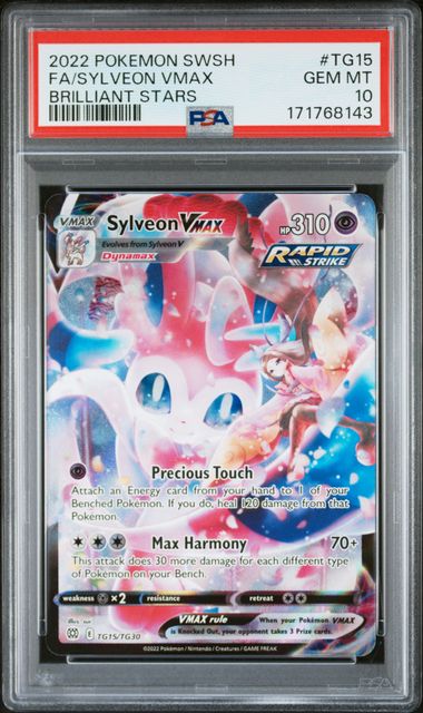 2022 POKEMON SWORD & SHIELD BRILLIANT STARS #TG15 FA/SYLVEON VMAX BRILLIANT STARS PSA 10