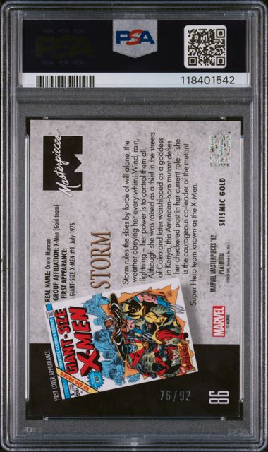 2024 UPPER DECK MARVEL MASTERPIECES '92 PLATINUM #86 STORM '92 PLATINUM-SEISMIC GOLD