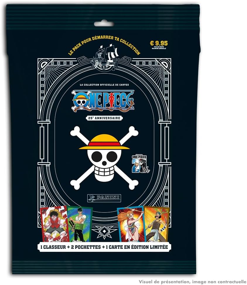 Panini One Piece Trading Cards 25EME Birthday Starter Pack (1 Folder + 2 Covers of 8 1 Card Limited Edition)