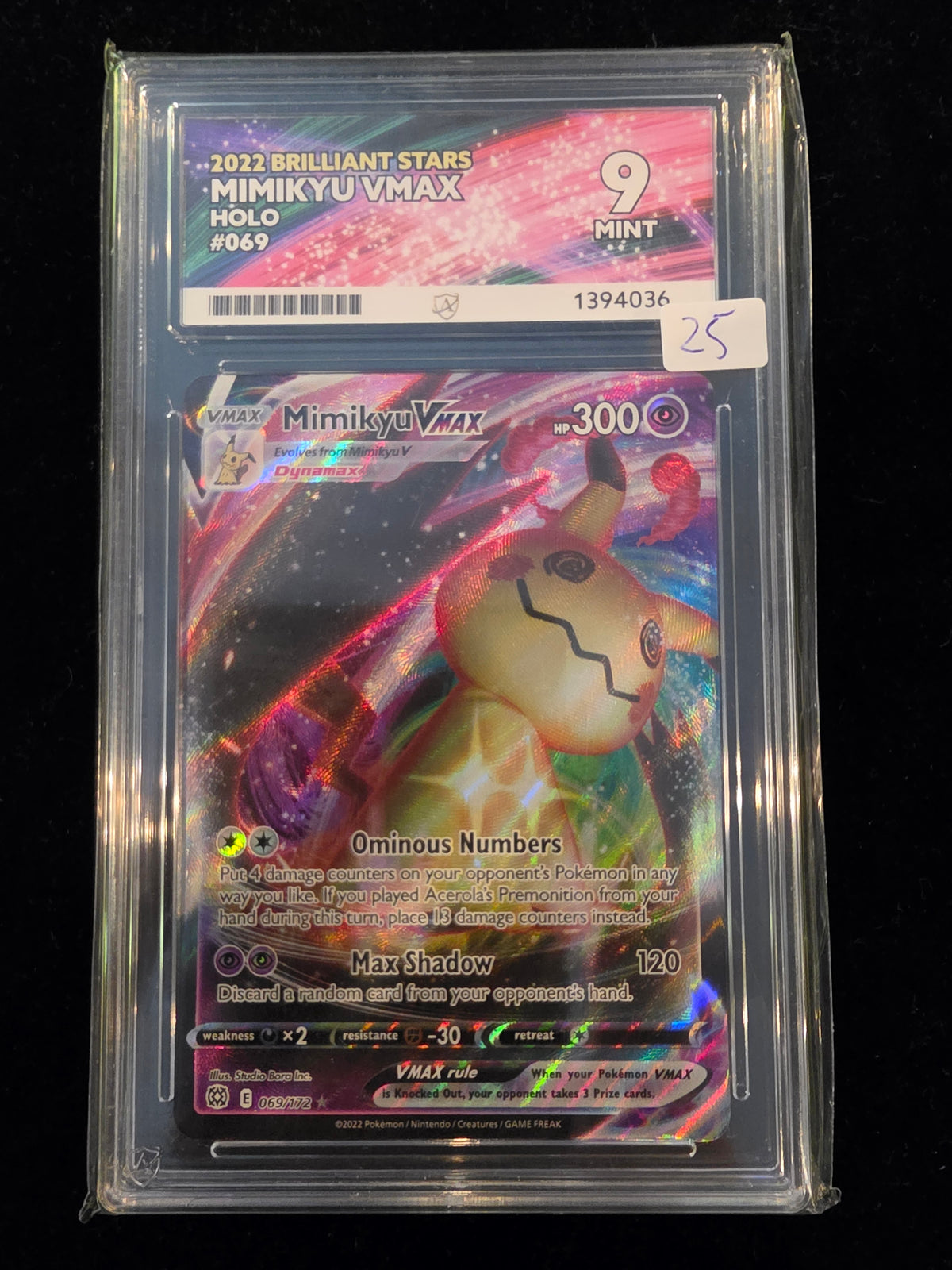ACE 9 Mint Mimikyu Vmax 2022 Brilliant stars