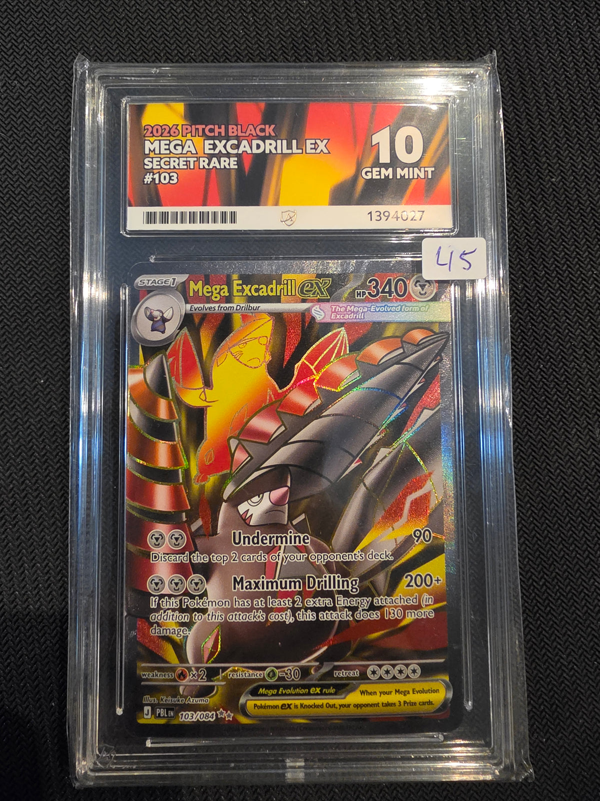 ACE Gem Mint 10 2026 Pitch Black Mega Excadrill Ex